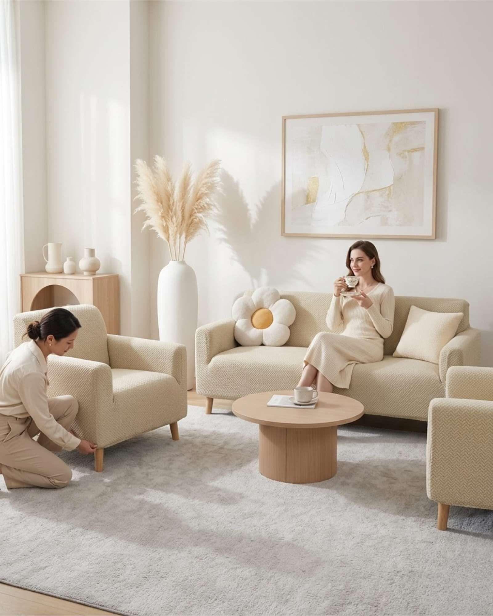 Juego de Cubre Sillón 3+1+1 Texturizado Premium - Ajuste Perfecto 04-3