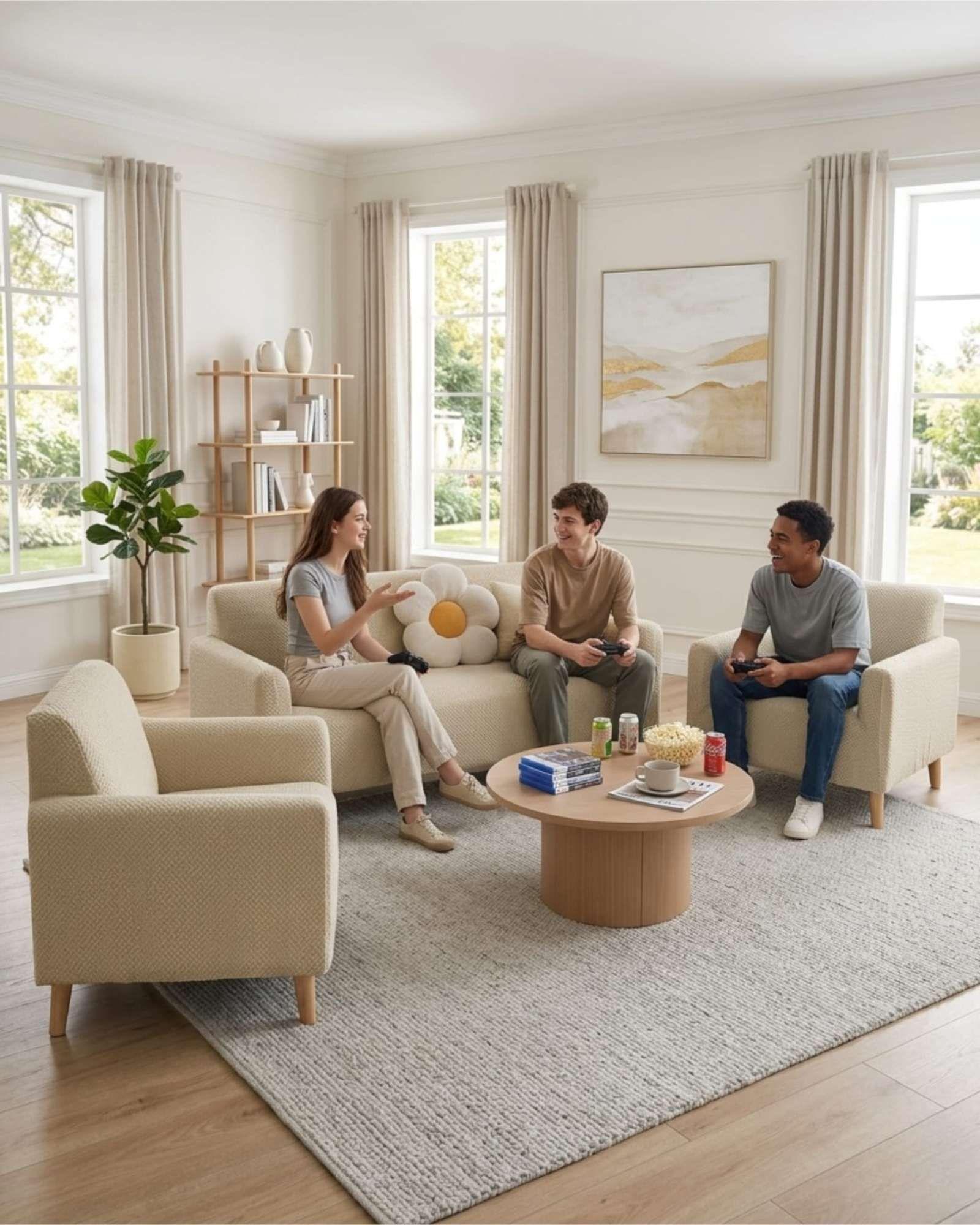 Juego de Cubre Sillón 3+1+1 Texturizado Premium - Ajuste Perfecto 04-4