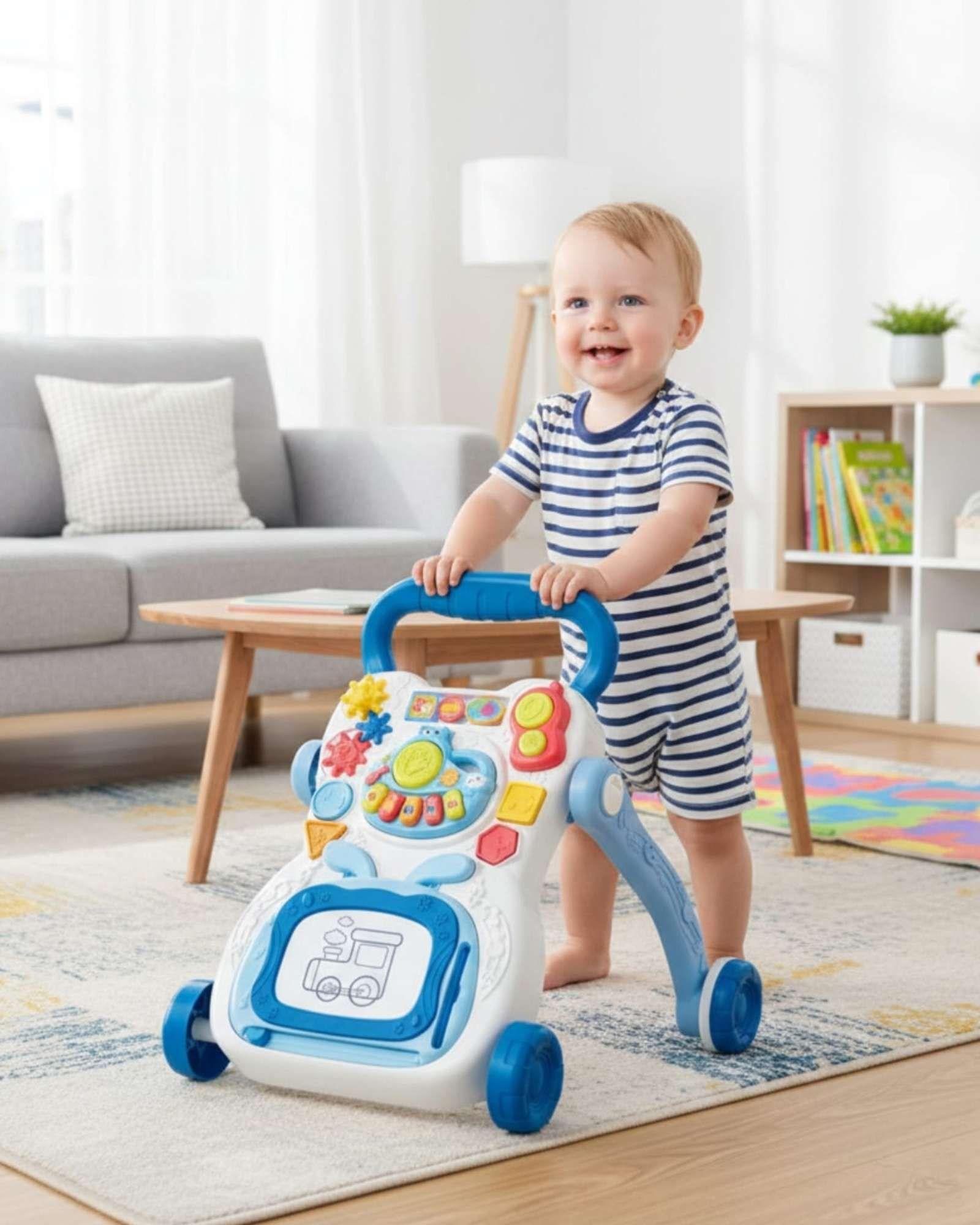 Caminador andador musical interactivo para bebes azul-3