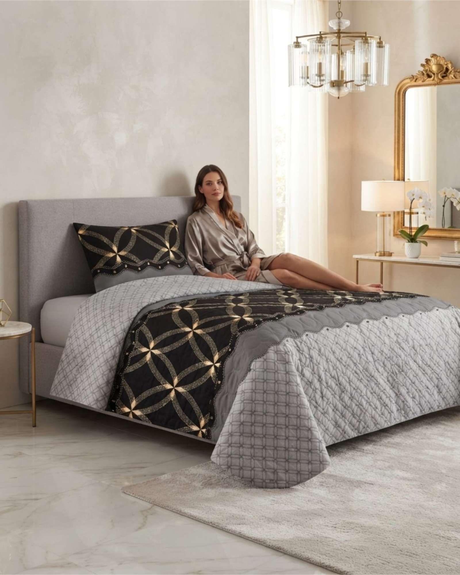 Cubrecama Quilt De Verano Ligero Y Fresco Plaza Y Media Mas Almohada m1-3