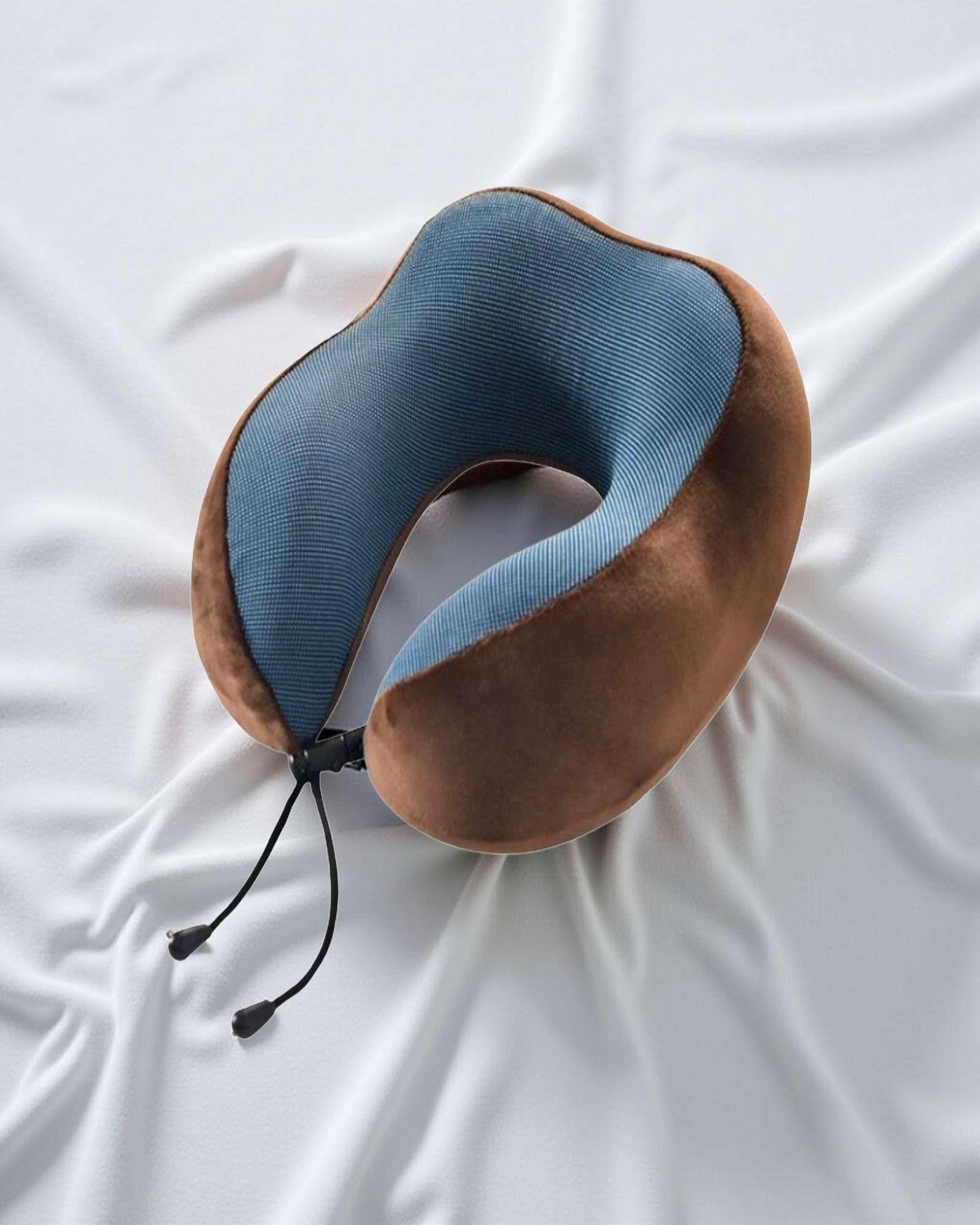 Cómoda Almohada De Cuello Viaje tela magnetica marron-2