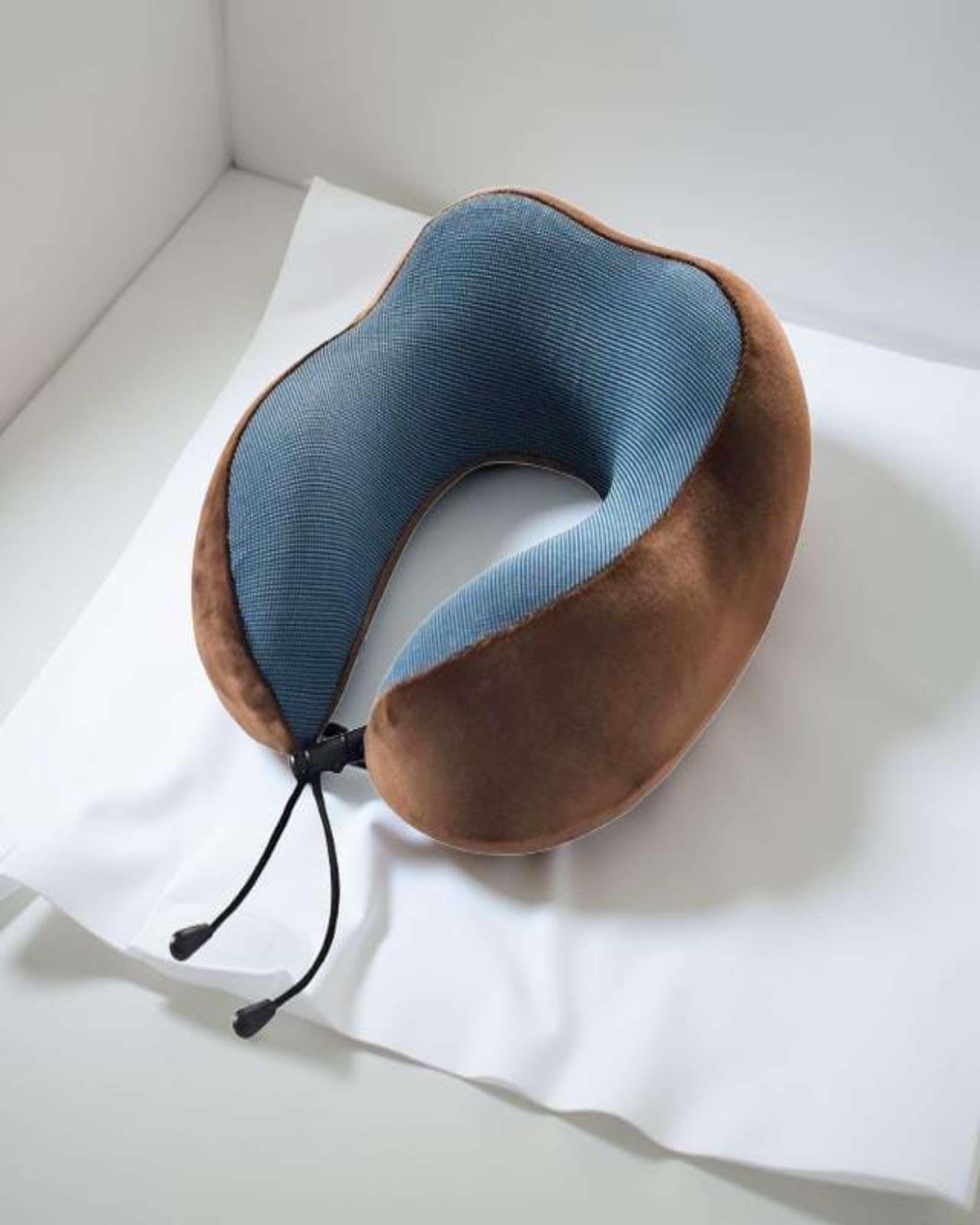 Cómoda Almohada De Cuello Viaje tela magnetica marron-3