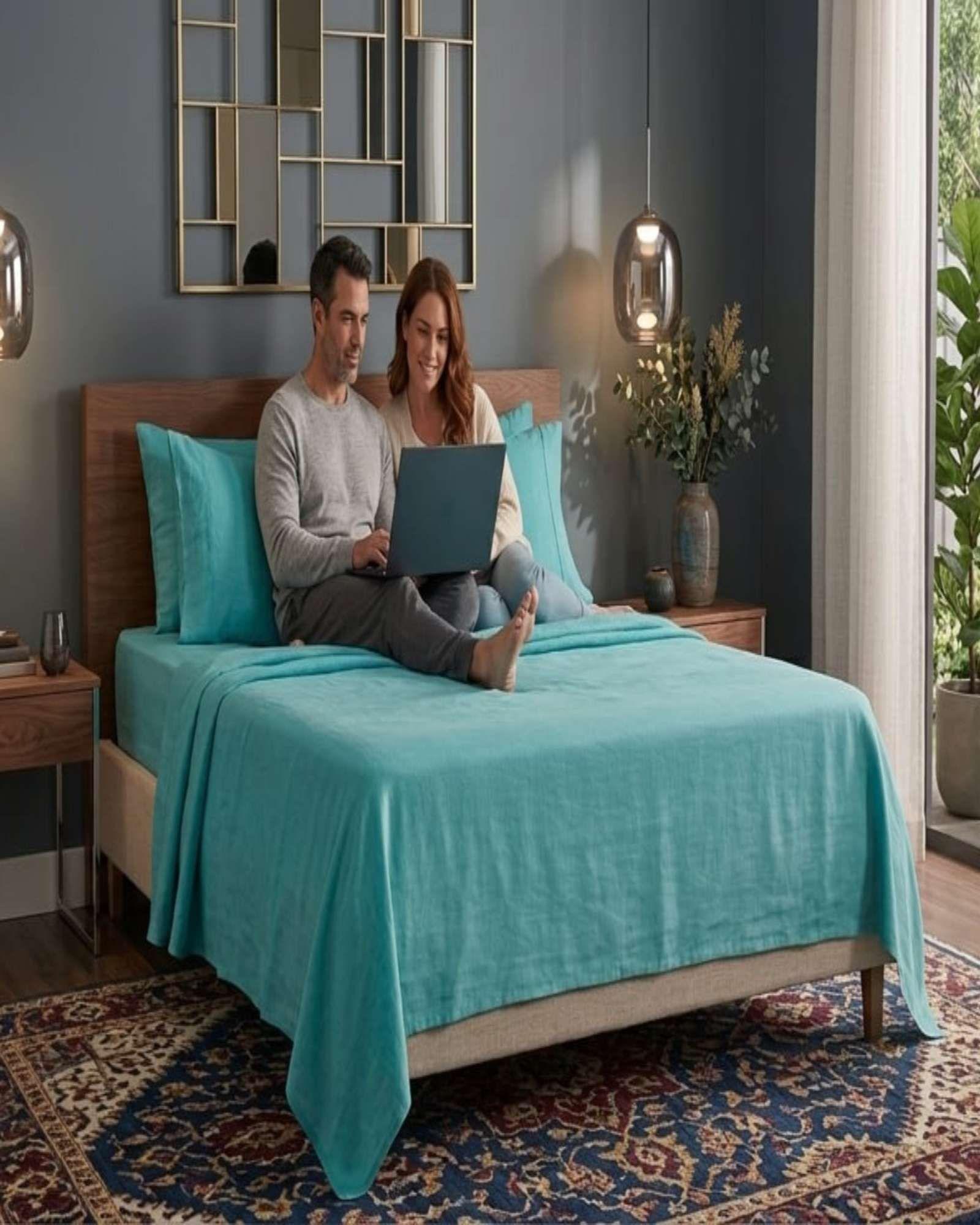 Juego de Sabanas 800 Hilos Estilo Americano 1.5 plazas verde-2