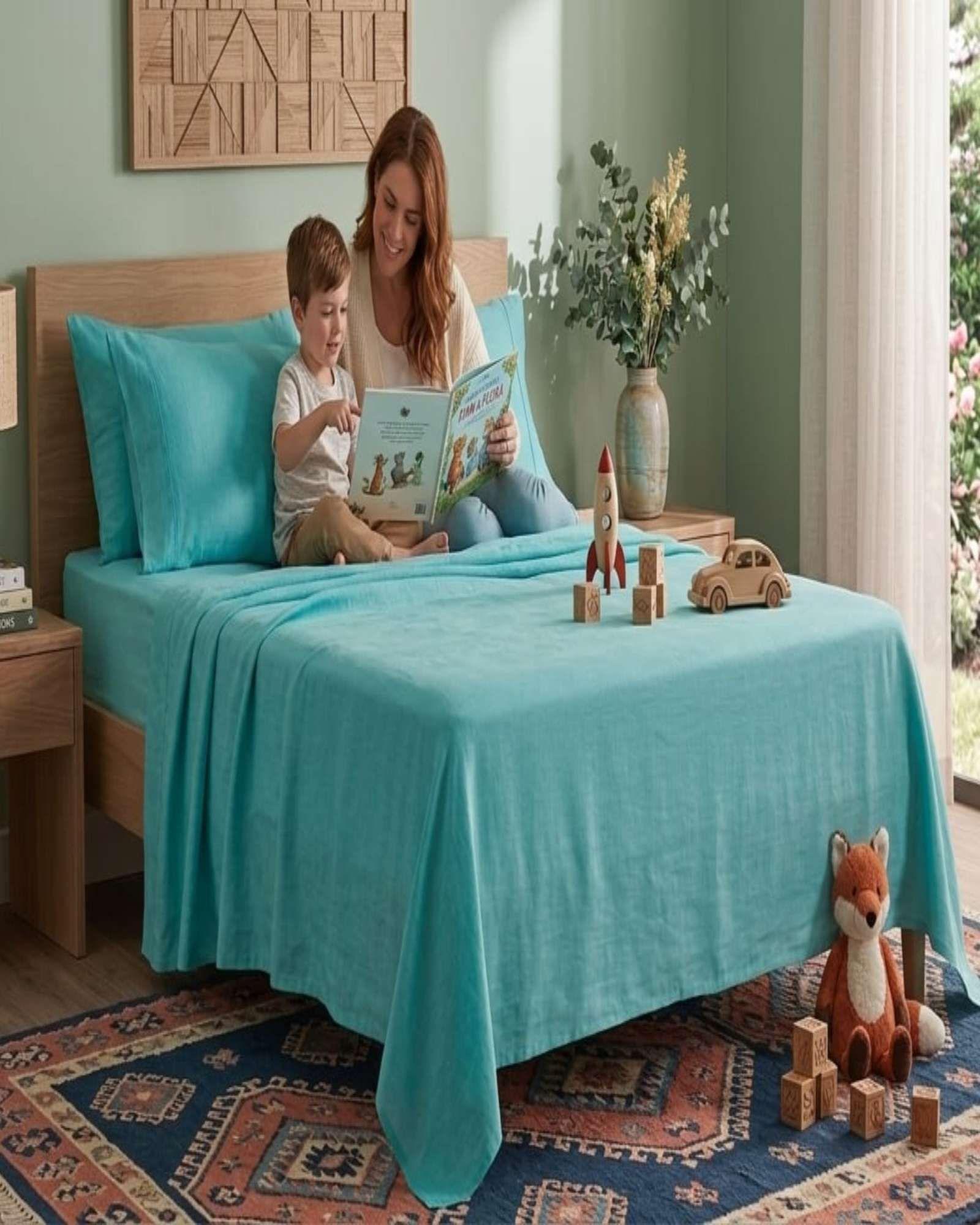 Juego de Sabanas 800 Hilos Estilo Americano 1.5 plazas verde-4