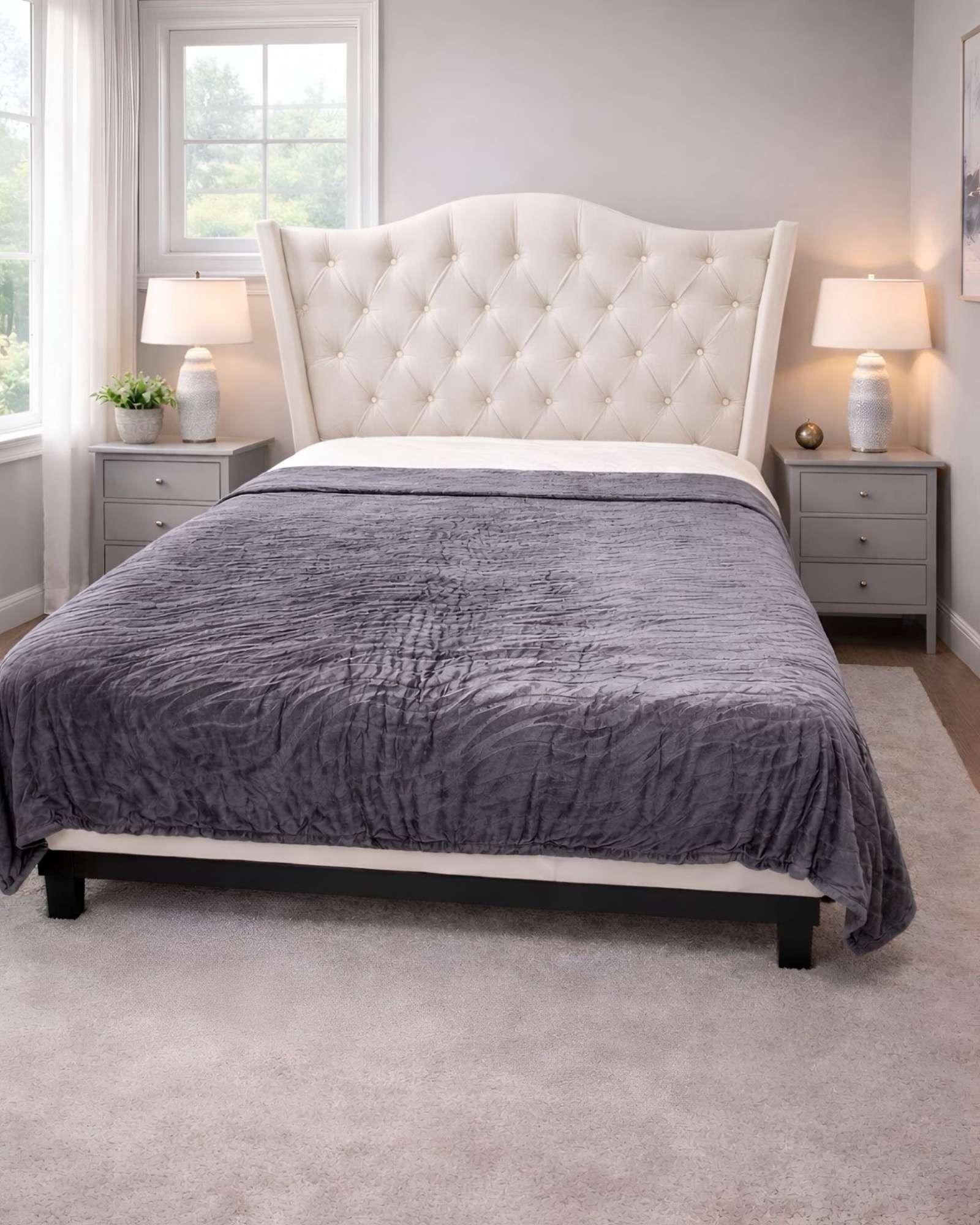 Mantas Frazada de Plush con Chiporro gris-3