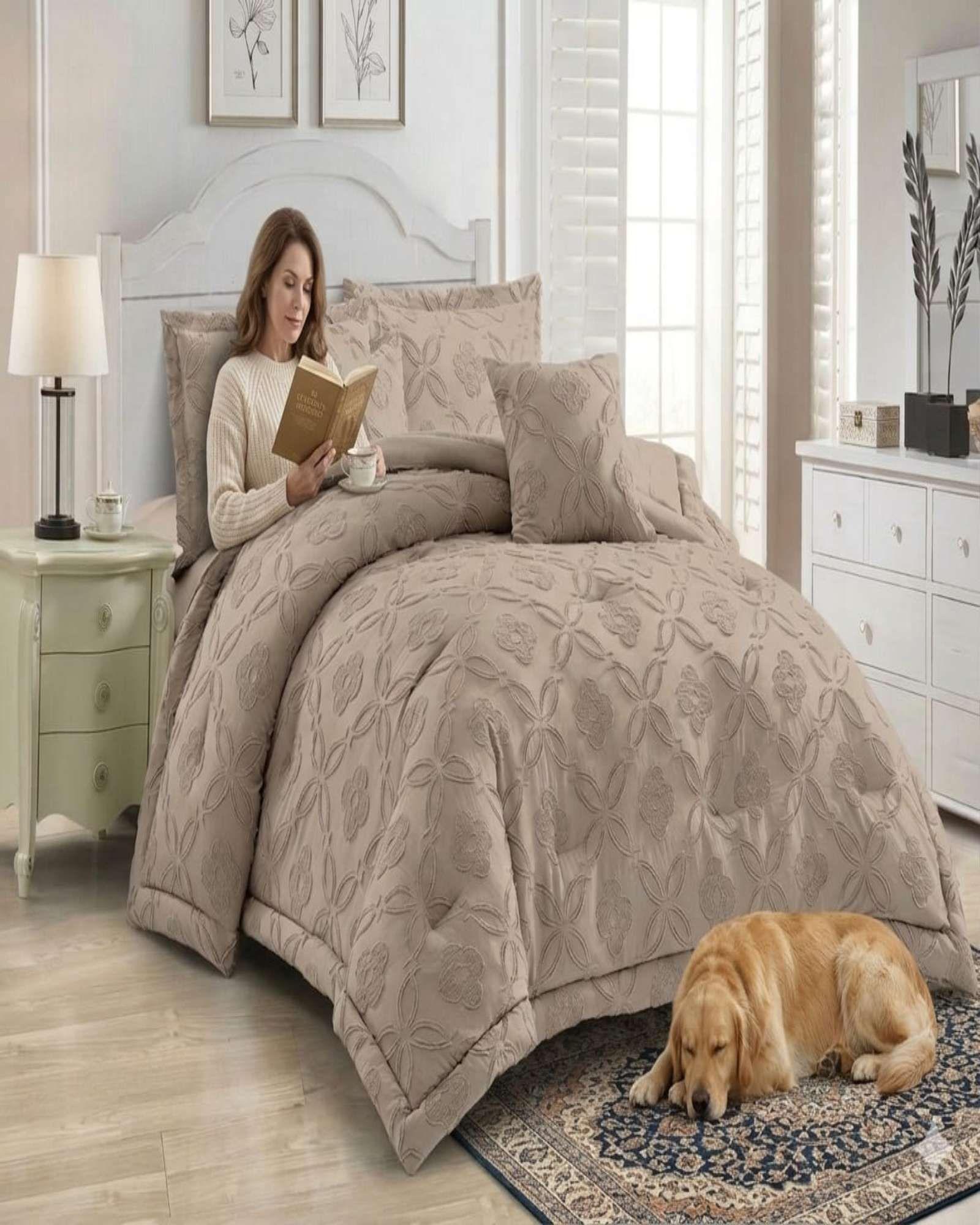 Cubrecama Quilt Nórdico Delgado Diseño Flores 2 plazas beige-1