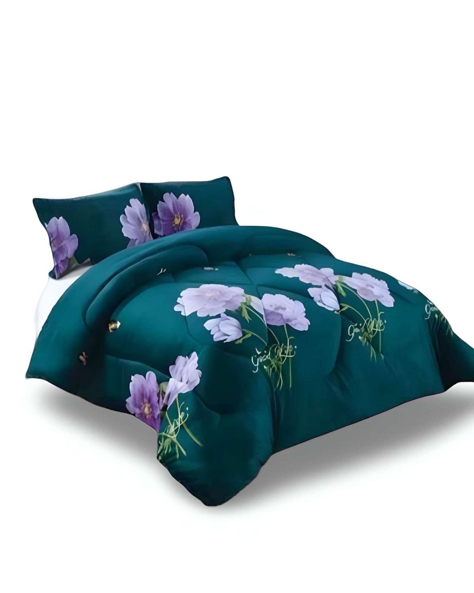 COBERTOR ELEGANTE DE INVIERNO DISEÑO FLORES PLUSH CON CHIPORRO PLAZA Y MEDIA S46-1
