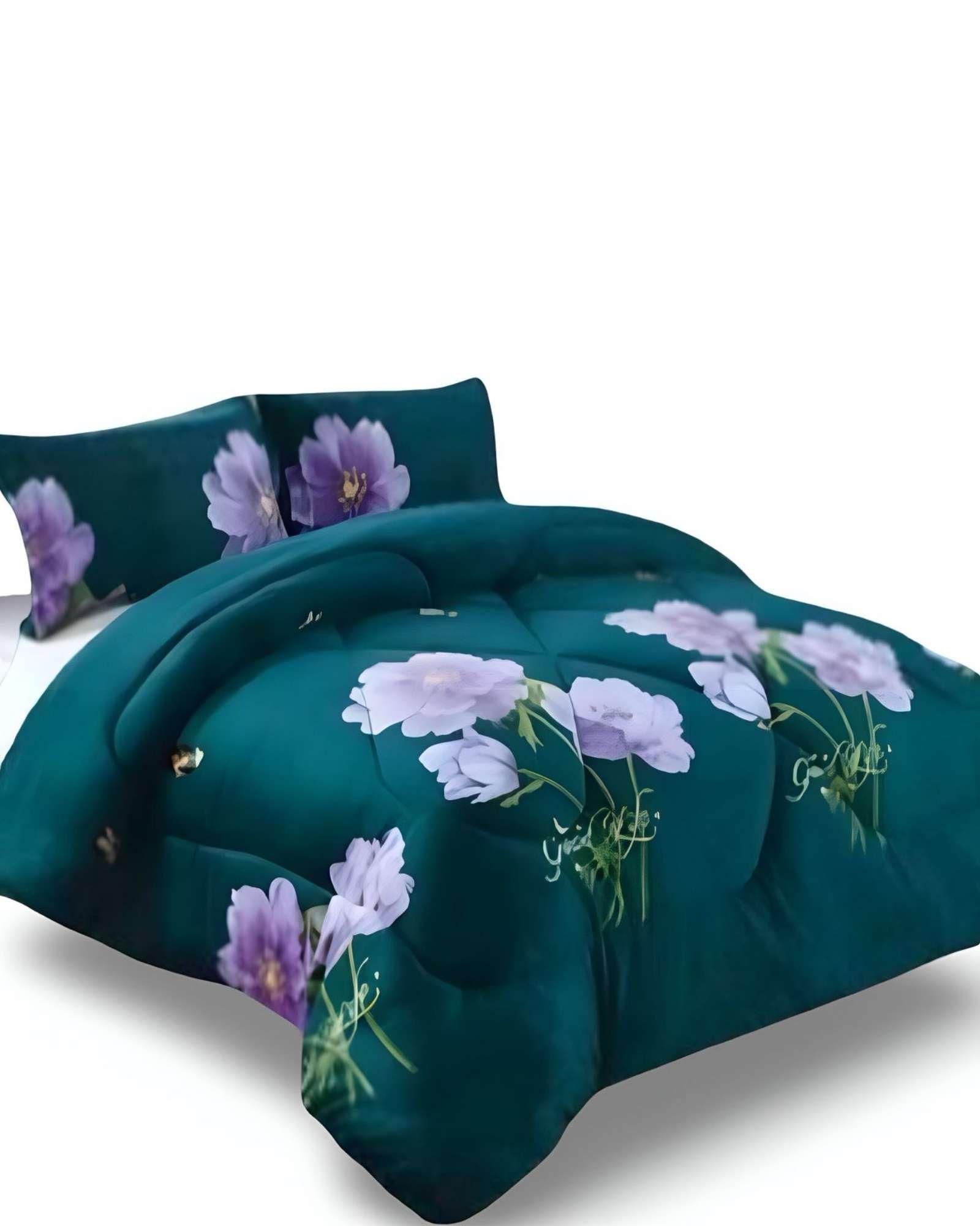 COBERTOR ELEGANTE DE INVIERNO DISEÑO FLORES PLUSH CON CHIPORRO PLAZA Y MEDIA S46-2