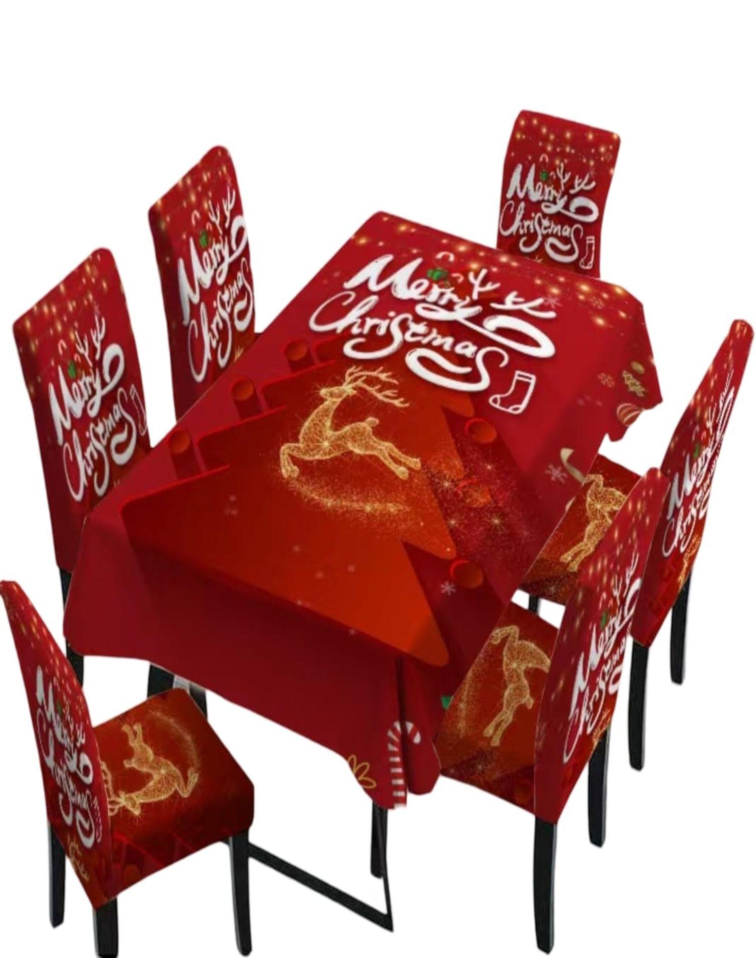 Set Navidad Mantel + 6 Fundas Sillas Decorativas 12O1-0