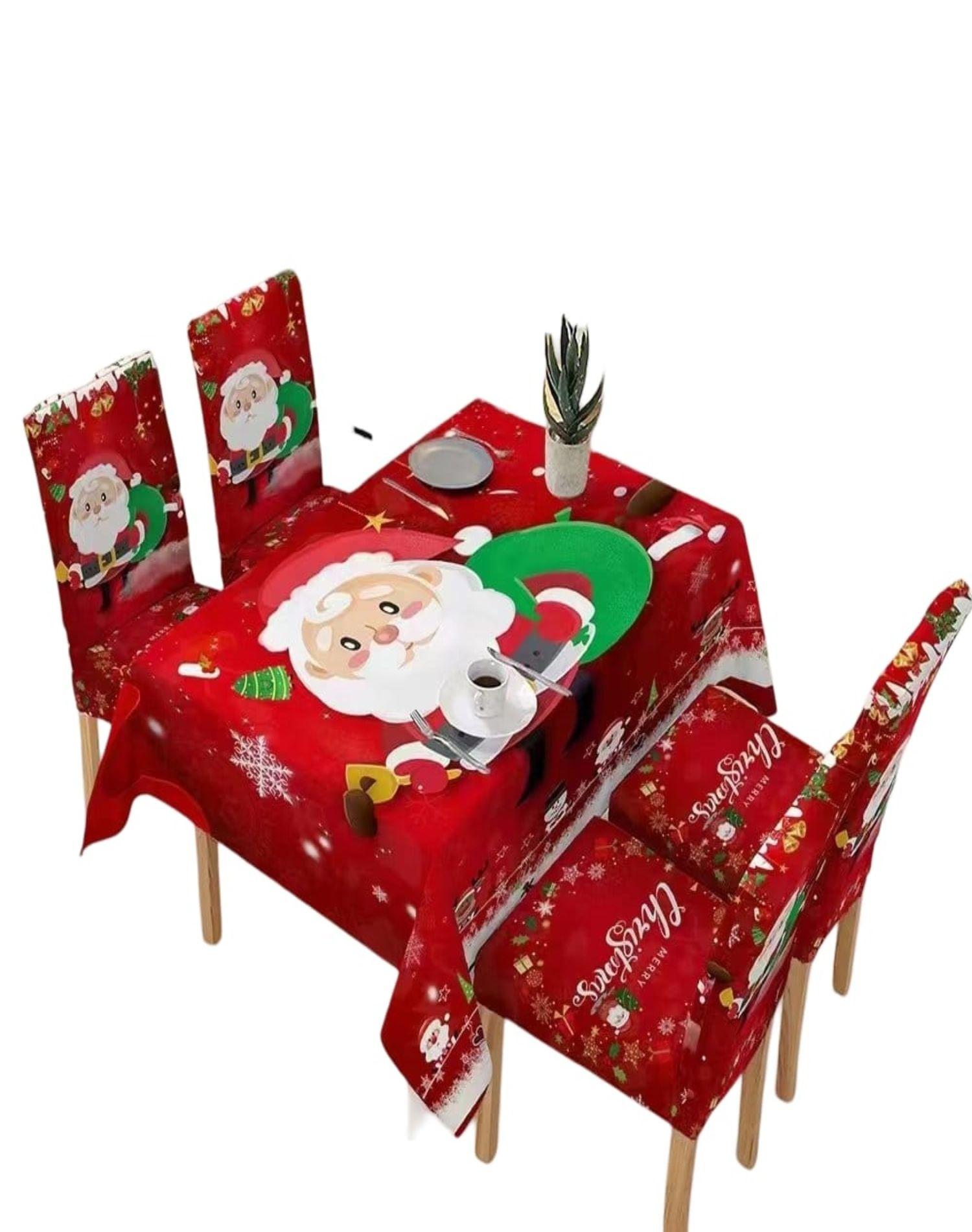 Set Navidad Mantel + 6 Fundas Sillas Decorativas 12O1-0