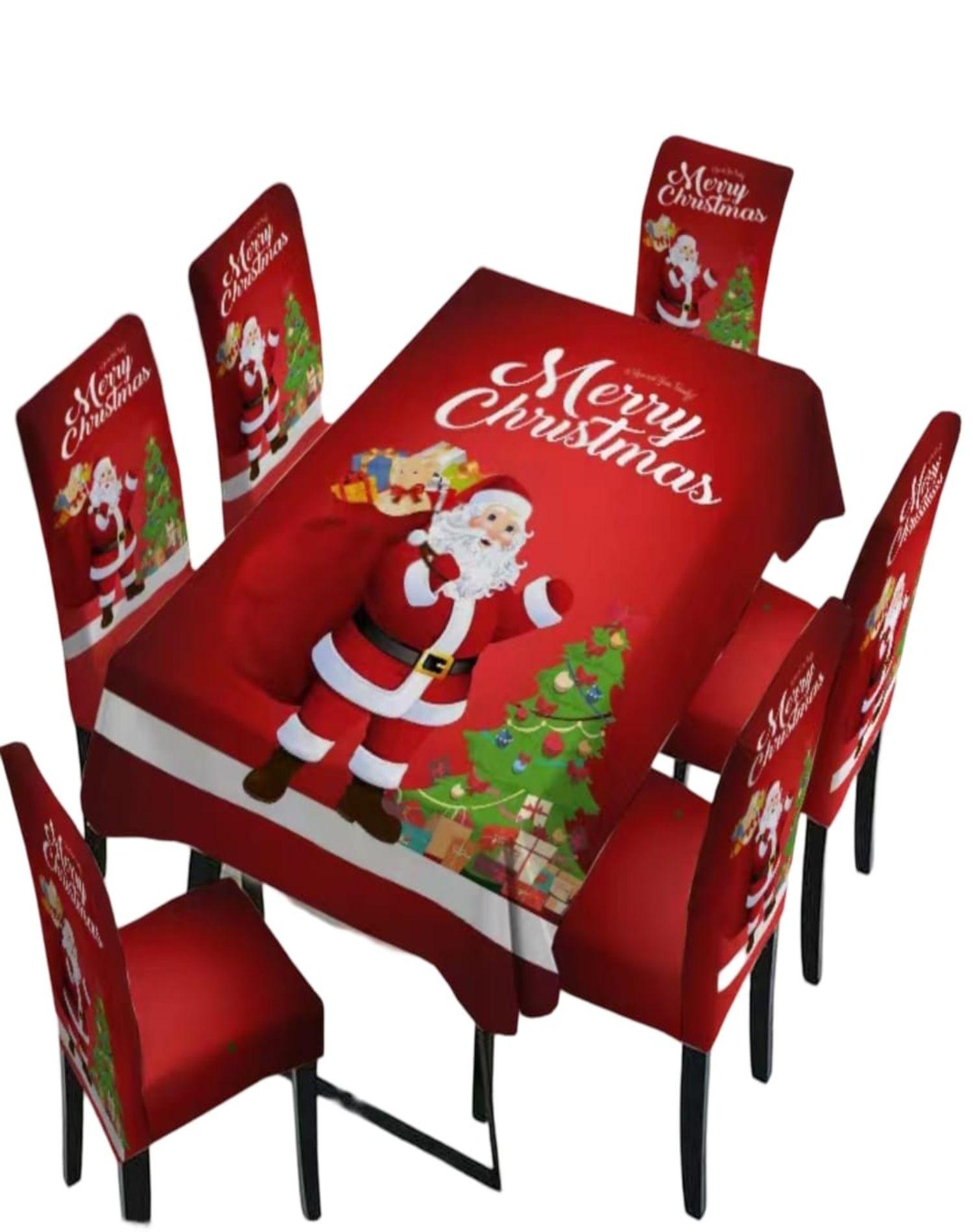 Set Navidad Mantel + 6 Fundas Sillas Decorativas 12O1-0