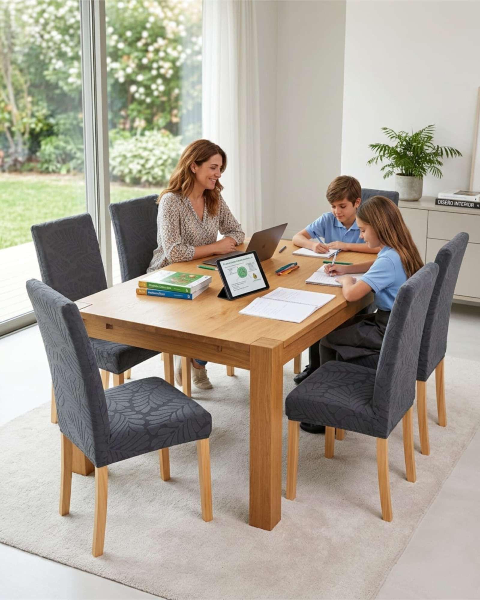 PACK DE 6 FUNDAS DE SILLAS DISEÑO TEXTURIZADO DE HOJAS M7-4