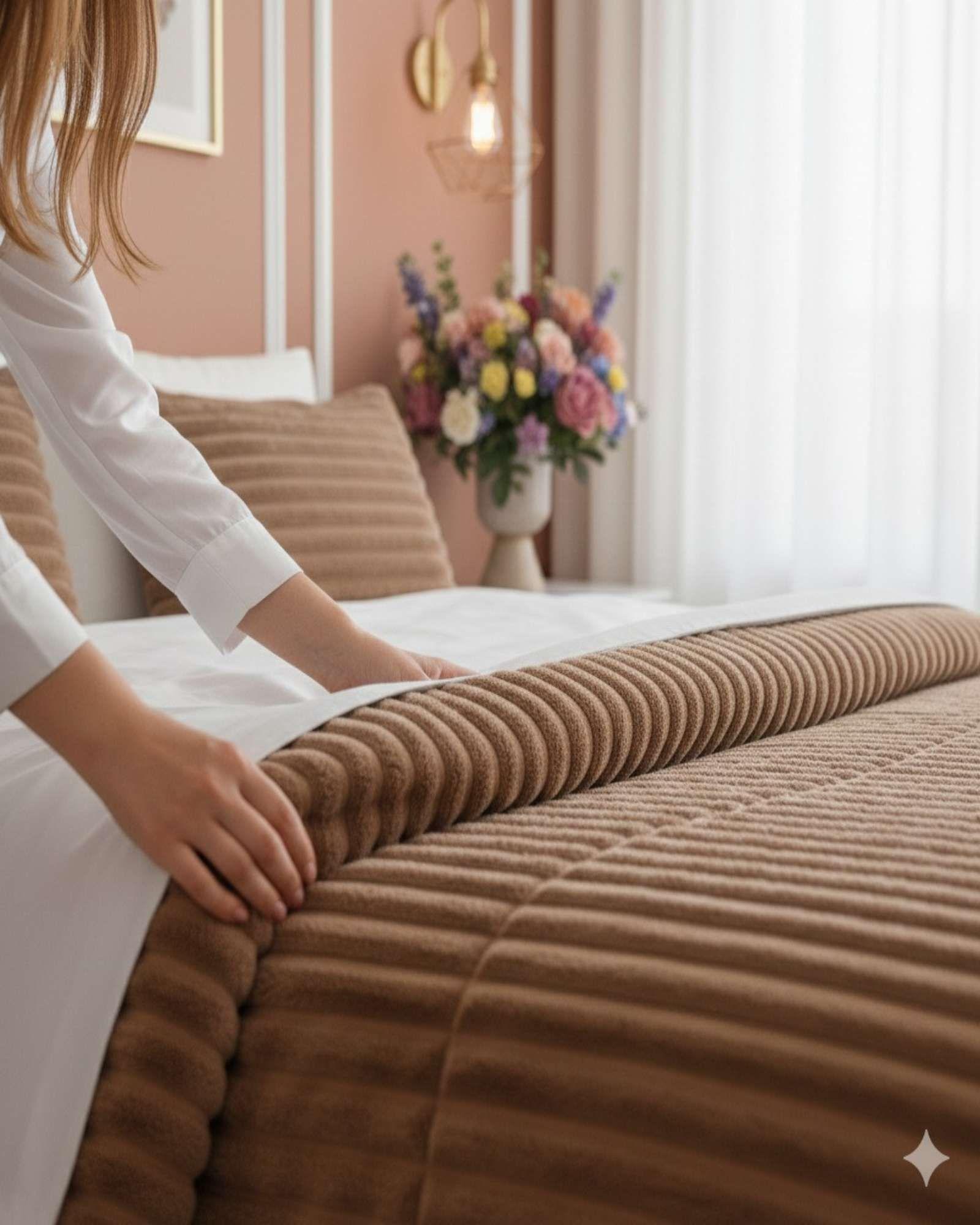 Cubrecama Premium Plush y Chiporro - Invierno 2 Plazas beige-2