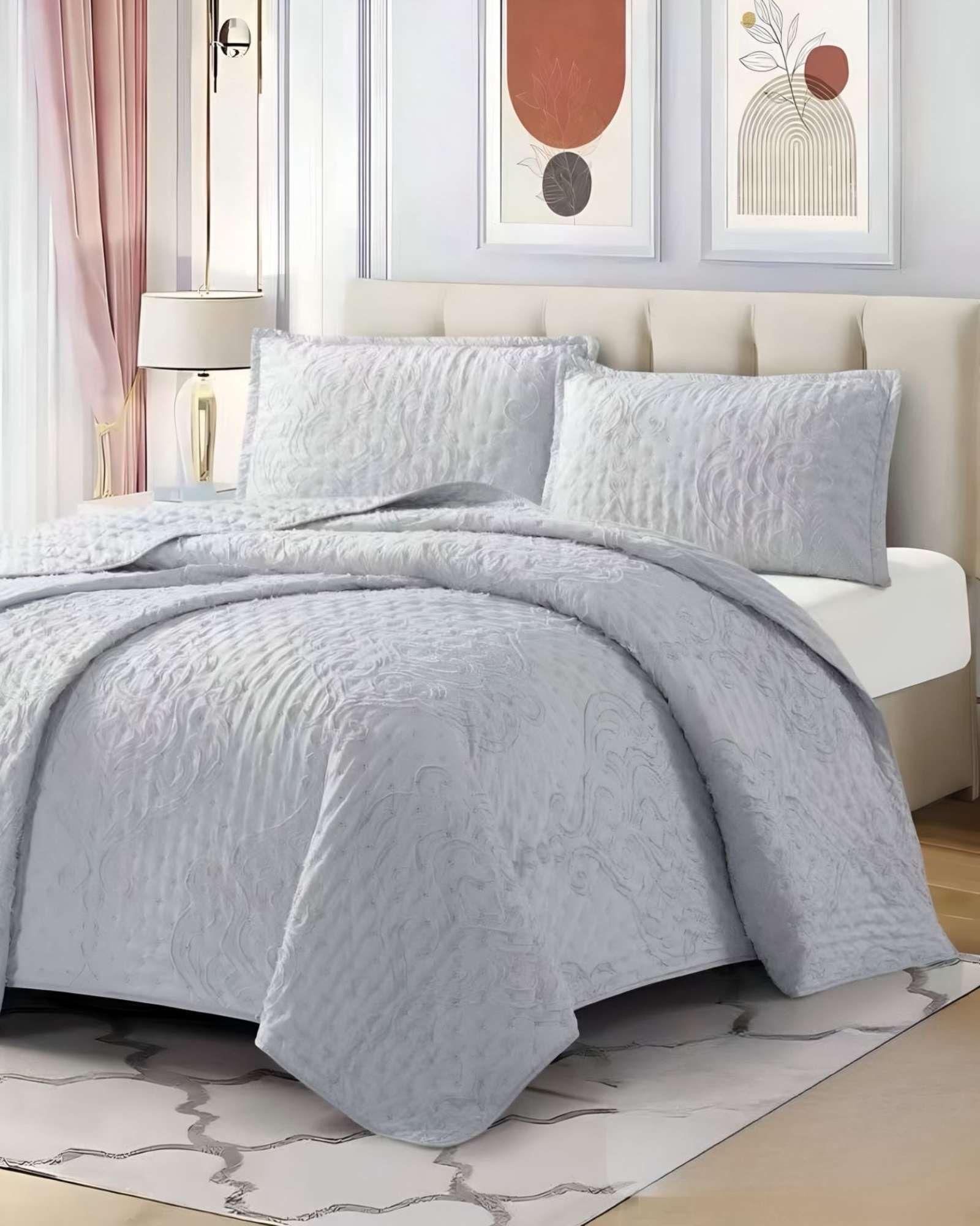 CUBRECAMA QUILT TUFTING DE LUJO SUAVE PLAZA Y MEDIA k01-2