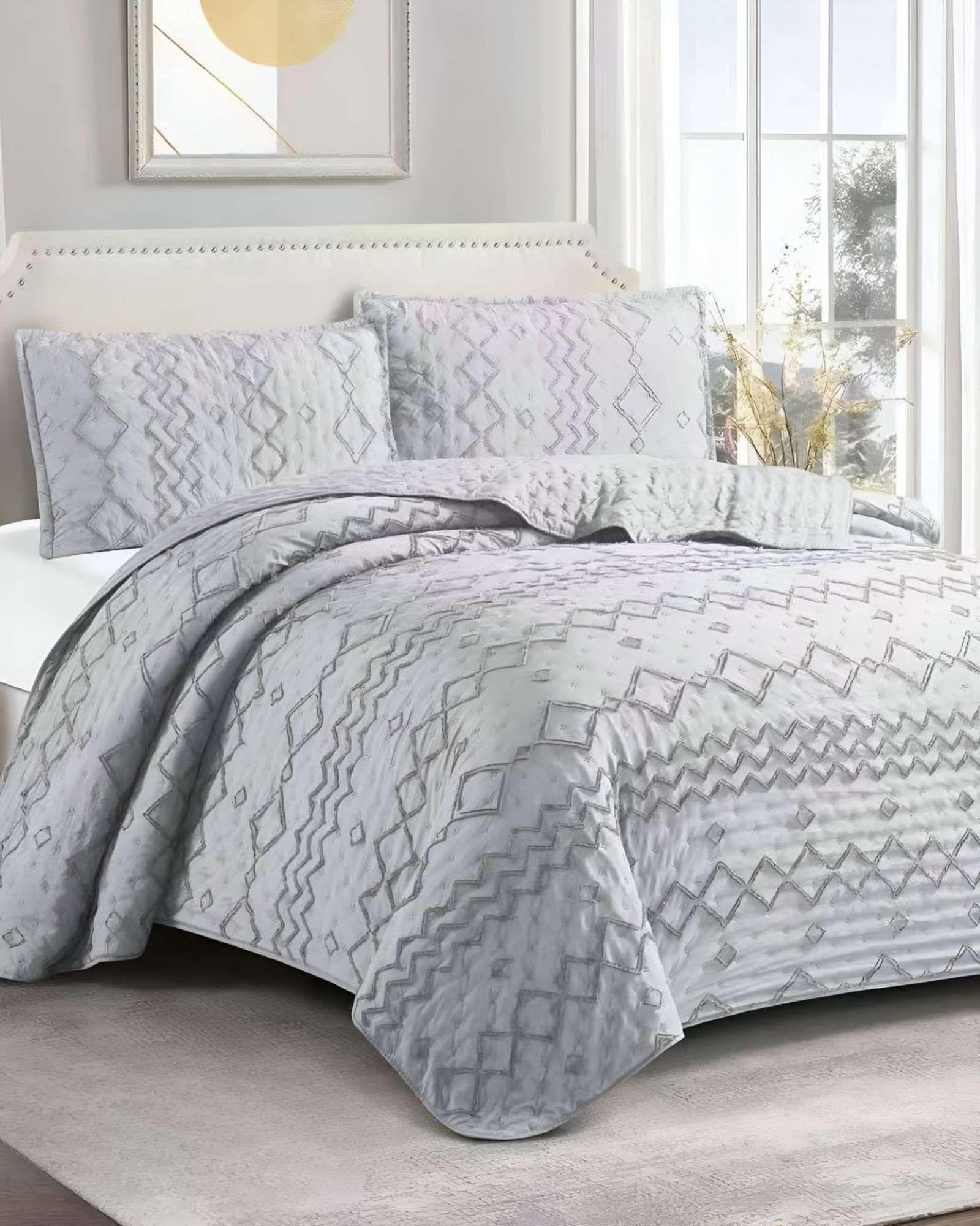 CUBRECAMA QUILT TUFTING DE LUJO SUAVE PLAZA Y MEDIA t07-2