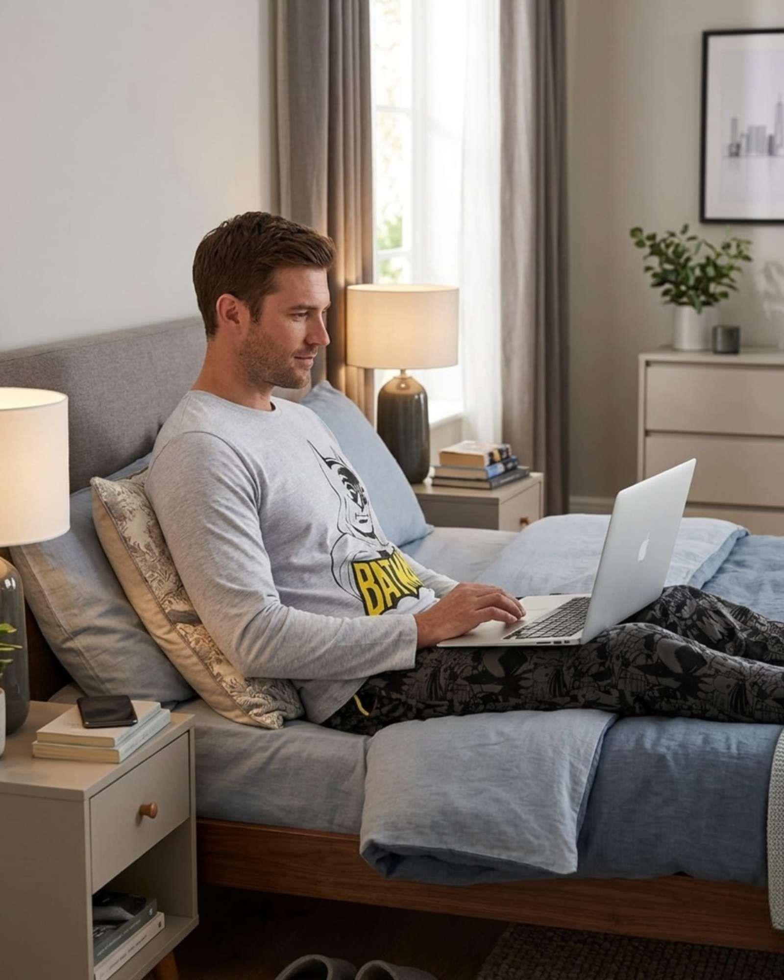 Pijama Hombre Batman Micropolar Térmico Invierno Talla M B1-2