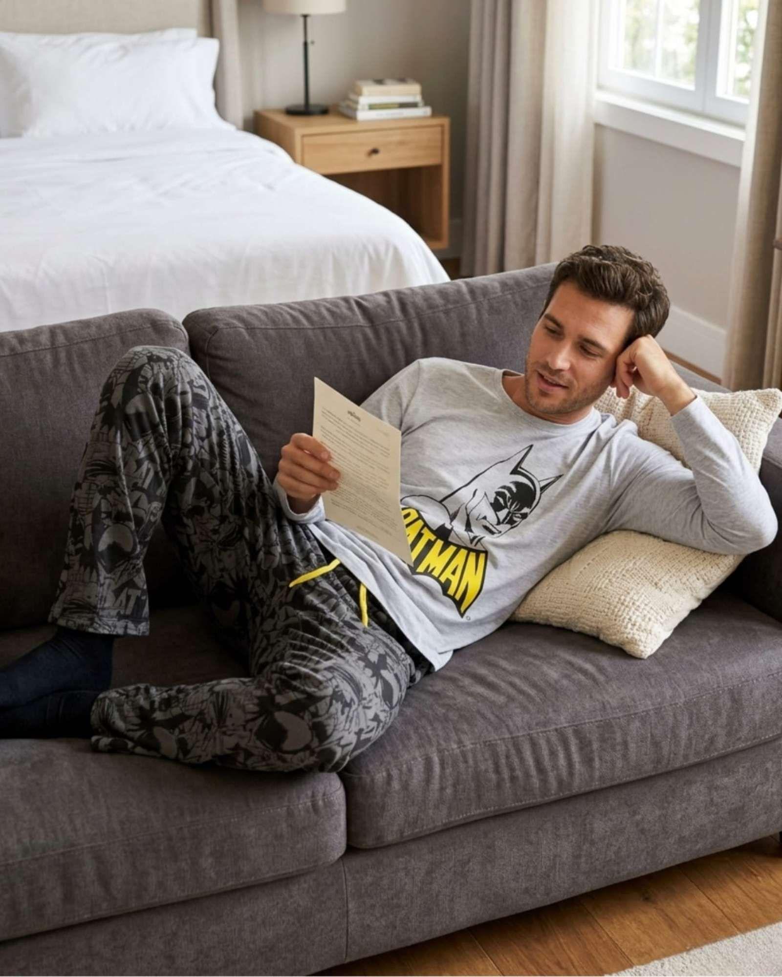 Pijama Hombre Batman Micropolar Térmico Invierno Talla M B1-3