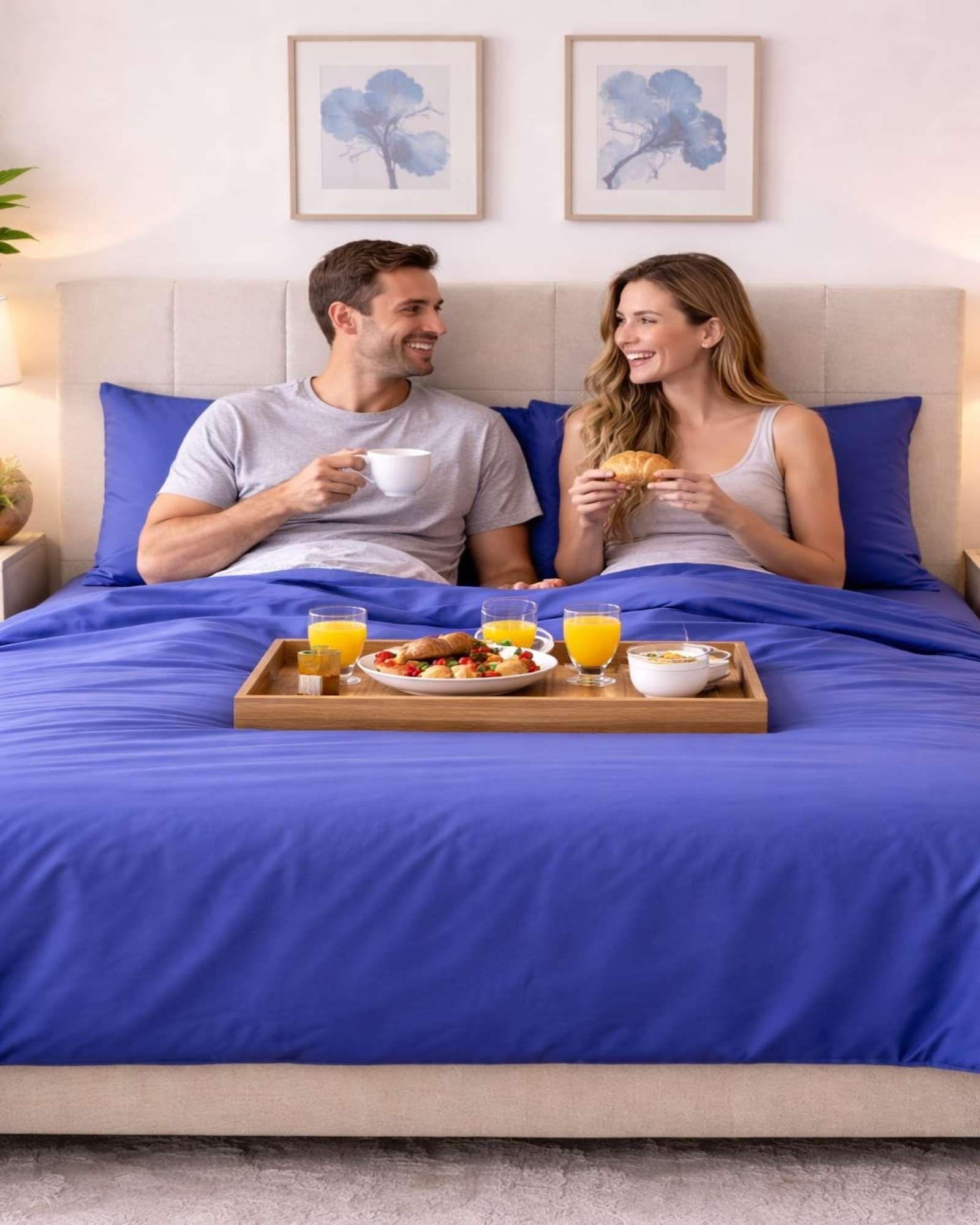 Juego de Sabanas 800 Hilos Estilo Americano king azul-3