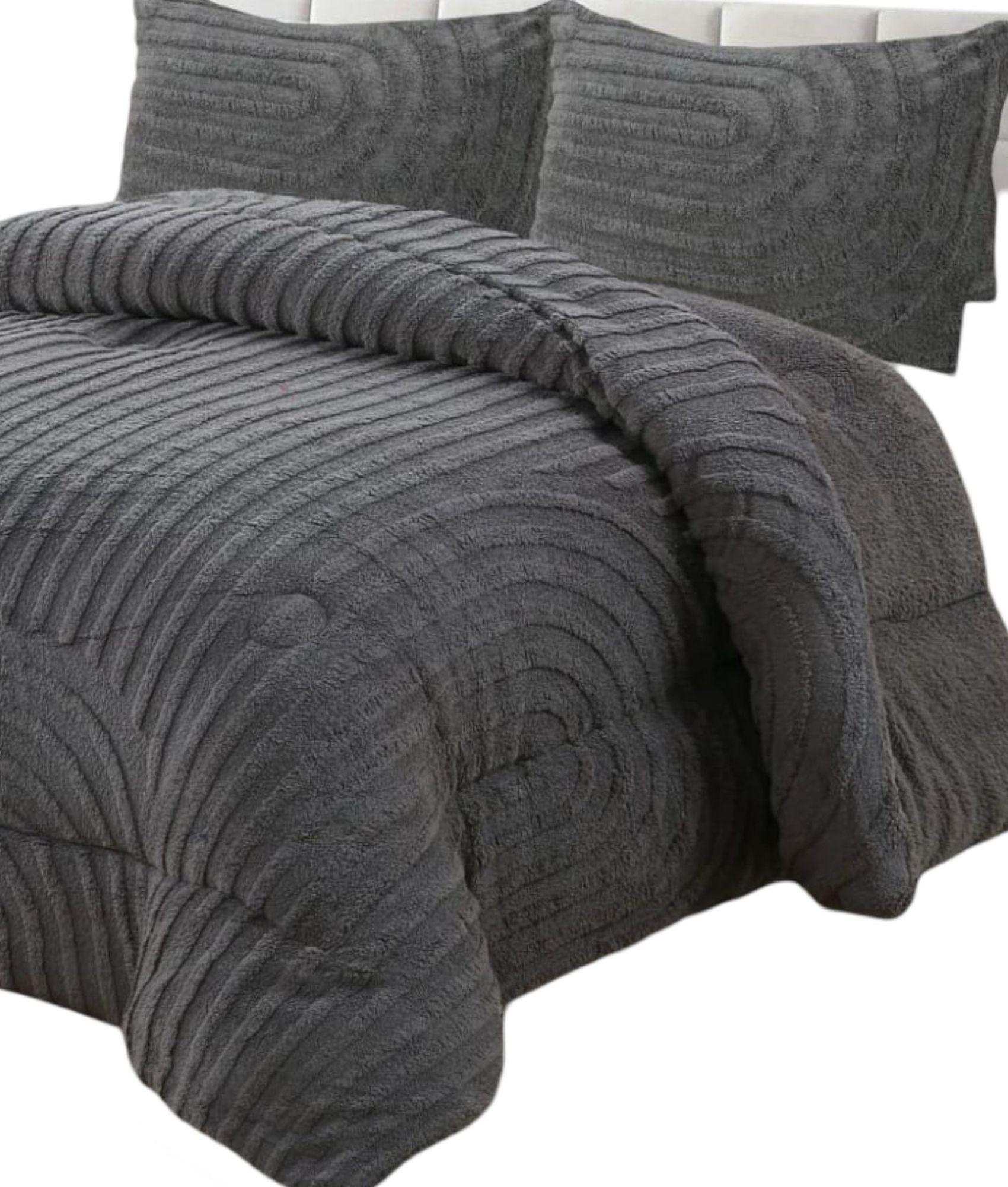 CUBRECAMA GRUESO PARA INVIERNO 2 PLAZA GRIS C01-0