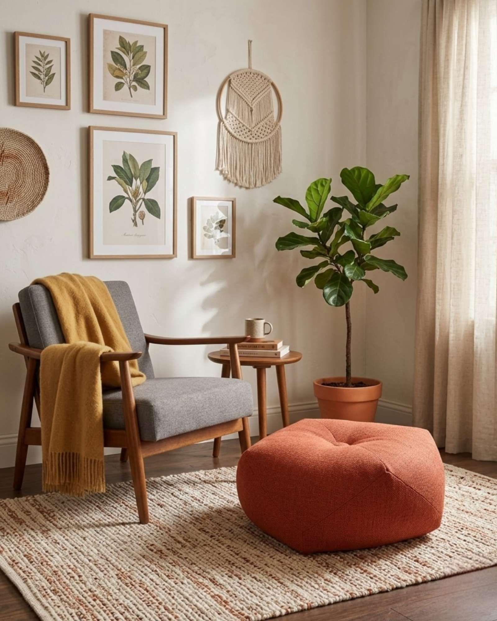 Set de 4 Puff Sofa Decorativo De Piso 50cm Estética Contemporánea naranjo-4