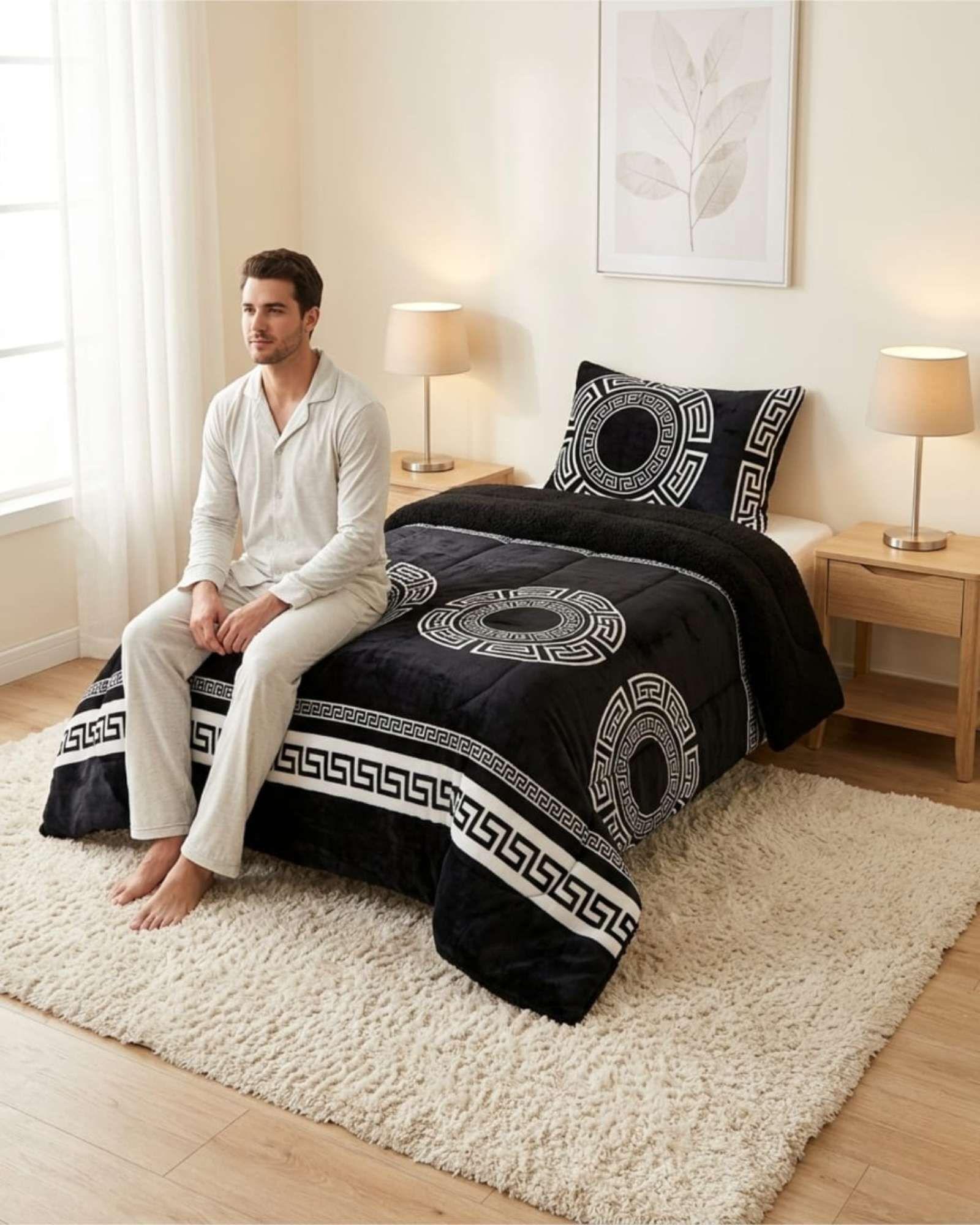 Cubrecama Plush con Chiporro Plaza y Media Diseño Premium C11-3