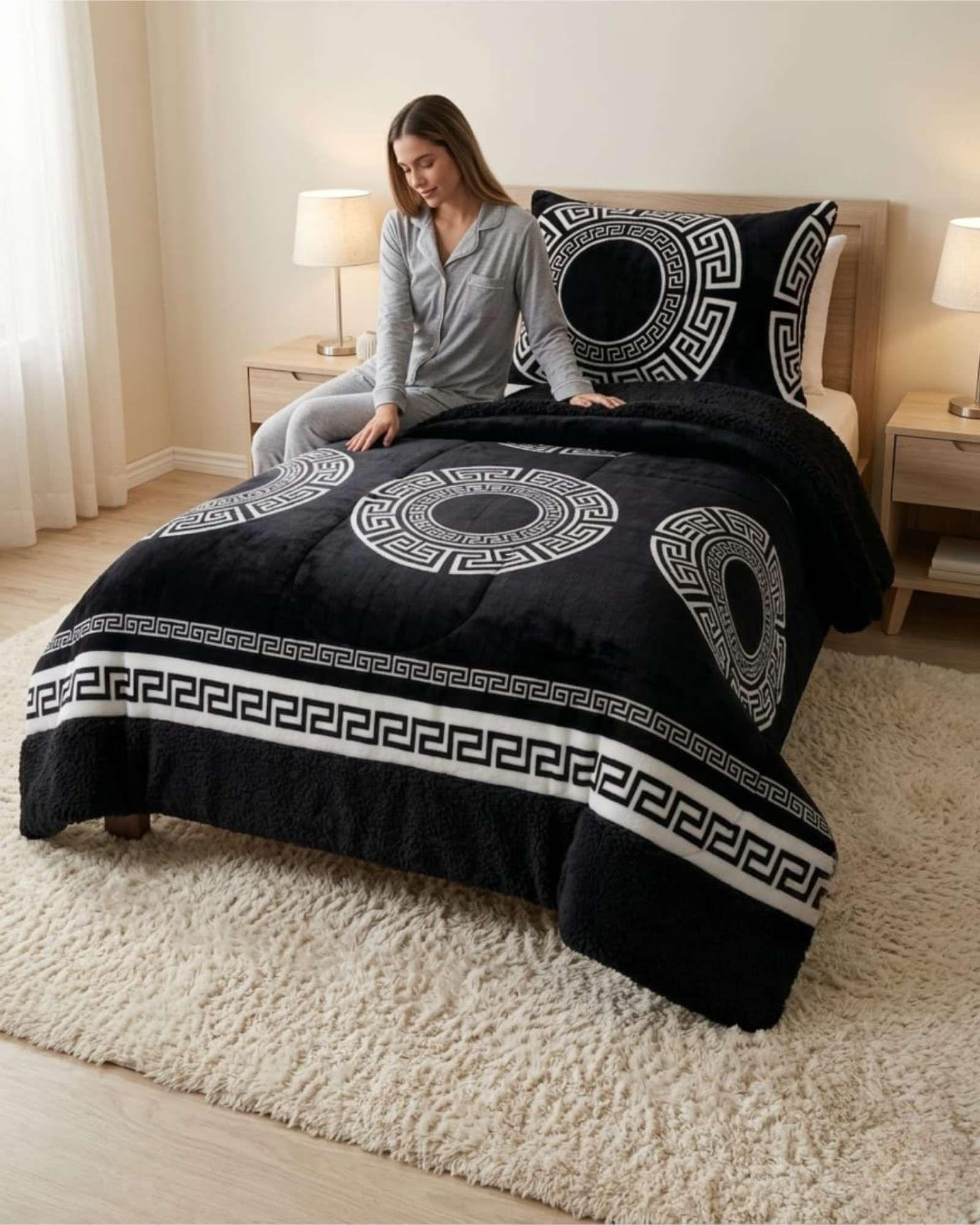Cubrecama Plush con Chiporro Plaza y Media Diseño Premium C11-4