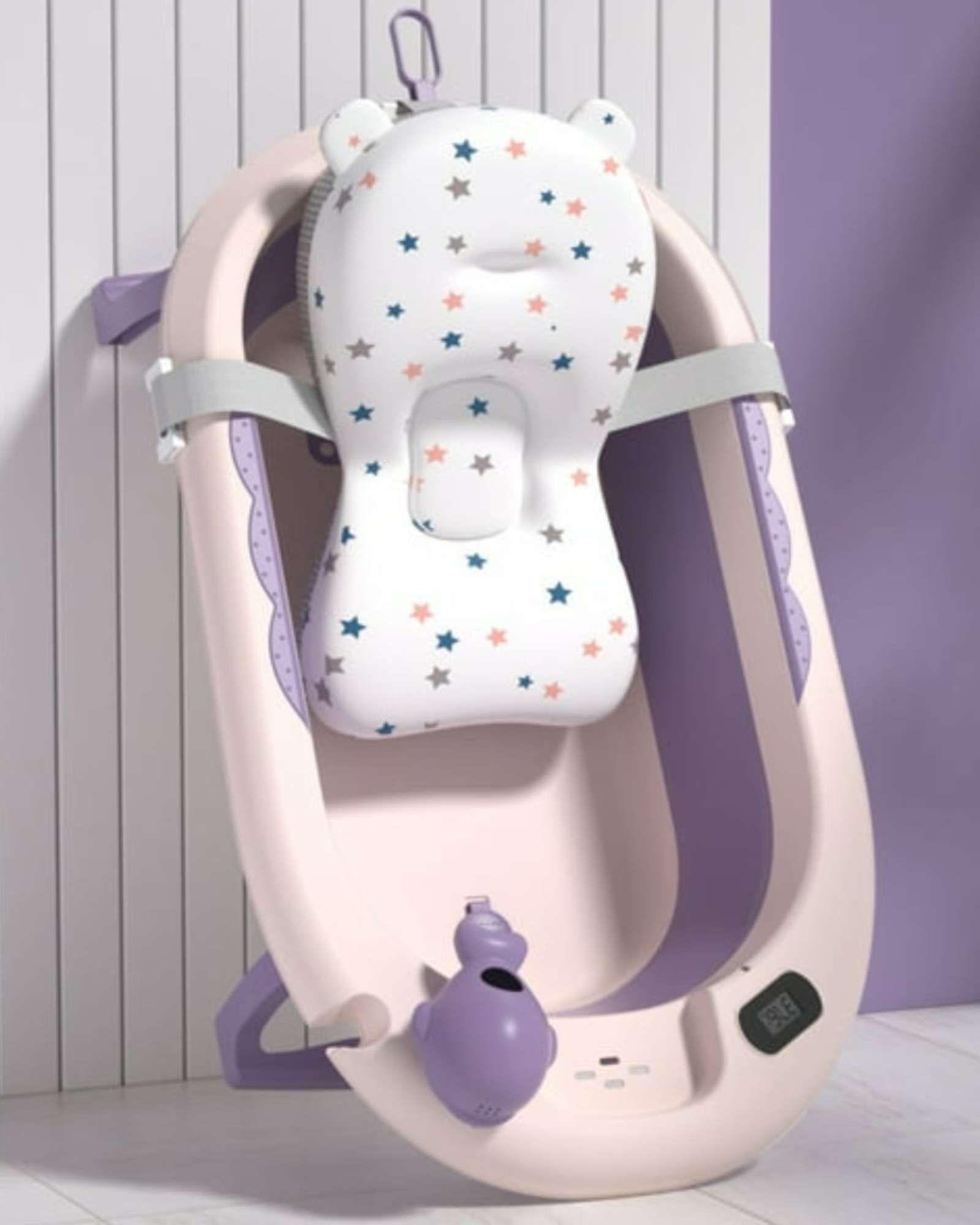 BAÑERA TINA BEBE PLEGABLE PLEGABLE CON ACCESORIOS MORADO-2