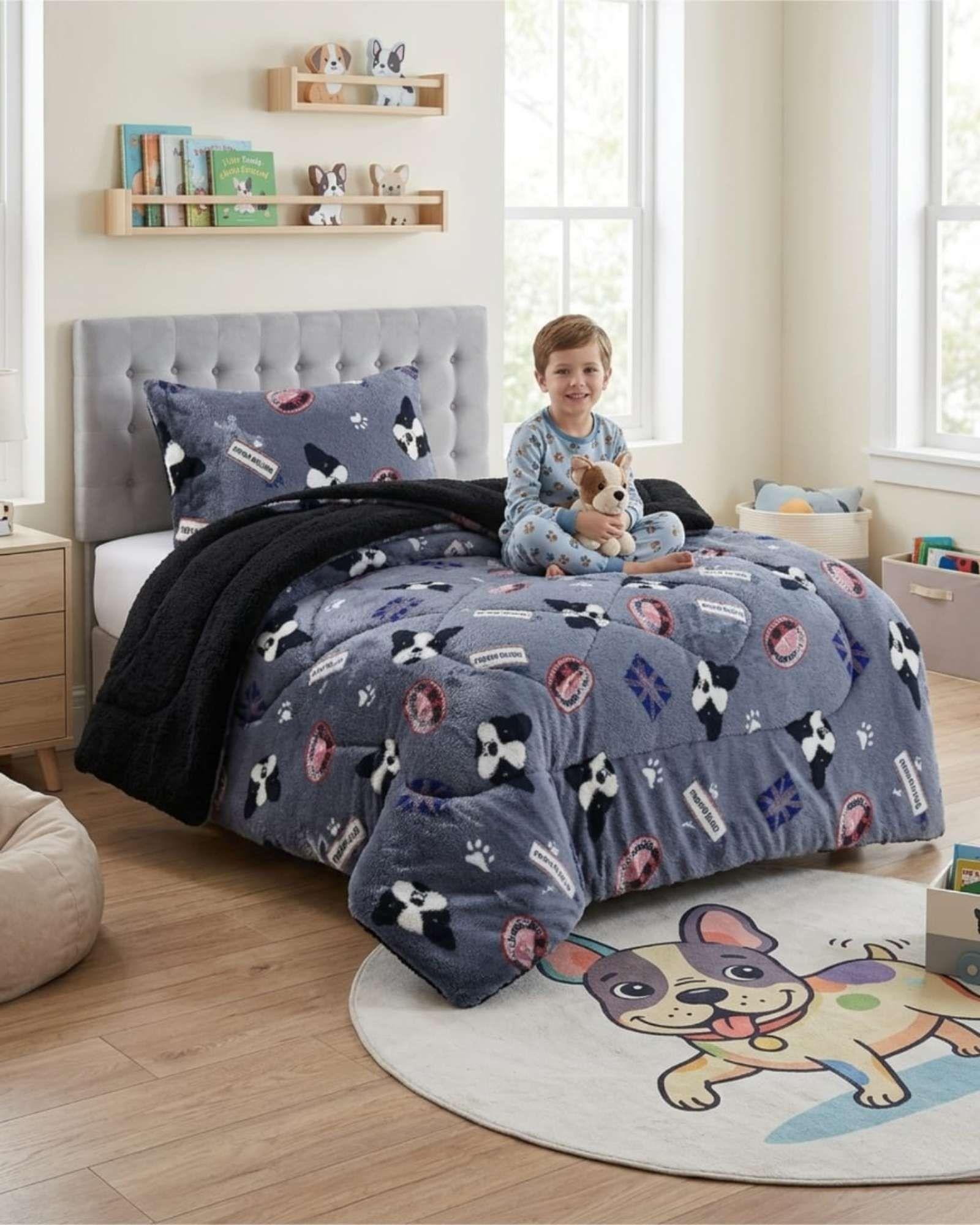 Cubrecama Plush con Chiporro Plaza y Media Diseño Premium C4-3