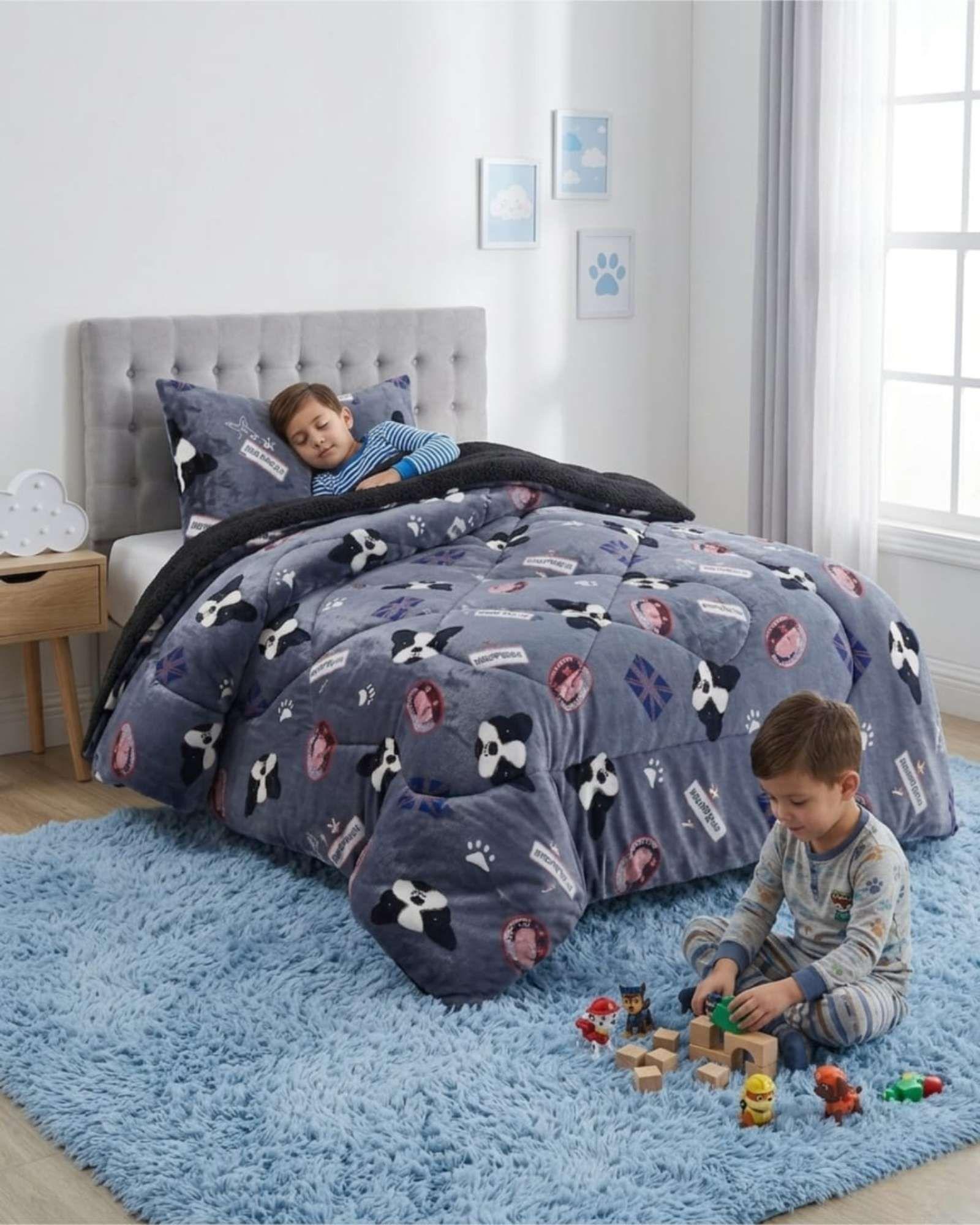 Cubrecama Plush con Chiporro Plaza y Media Diseño Premium C4-4