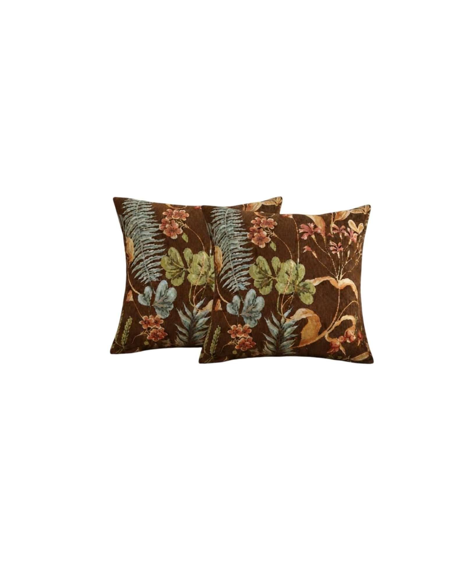 Set x4 Cojines Decorativos Jacquard Botánico 45x45 cm Incluye Relleno 04-5
