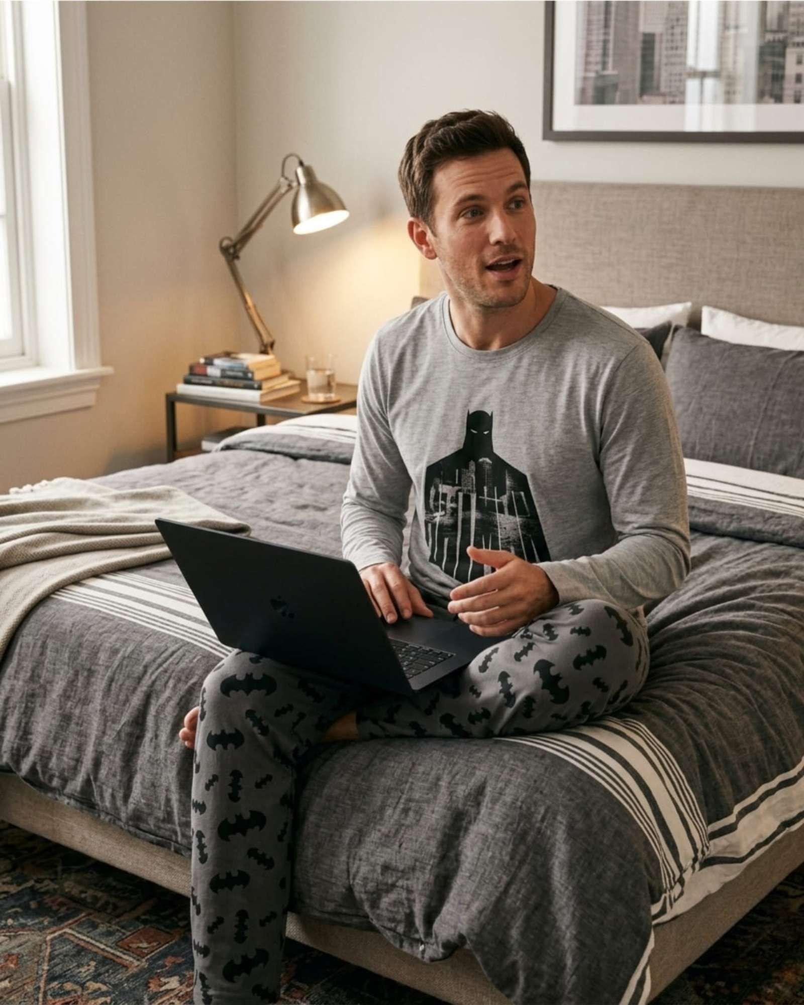 Pijama Hombre Batman Micropolar Térmico Invierno Talla M B3-2