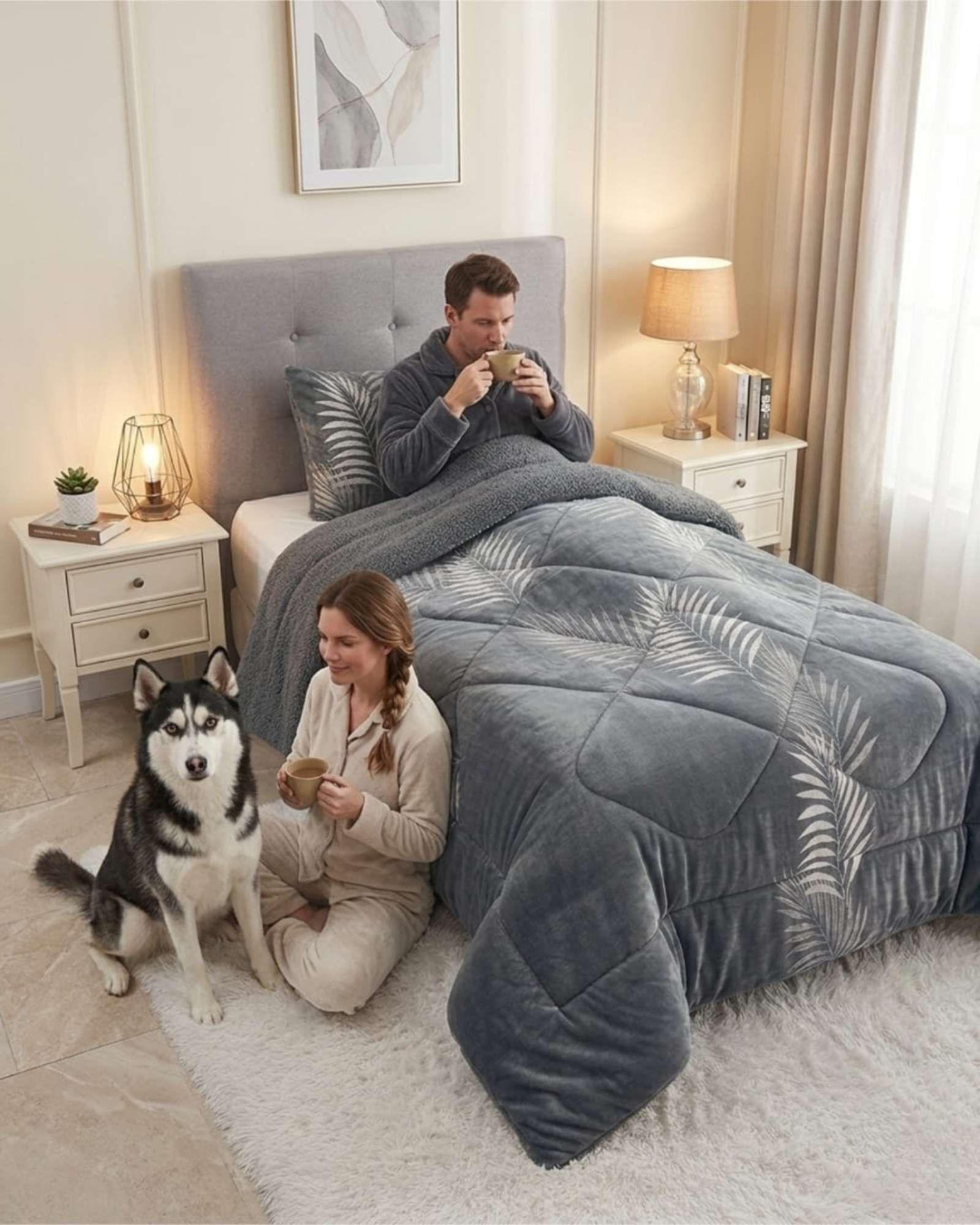 Cubrecama Plush con Chiporro Plaza y Media Diseño Premium C15-3