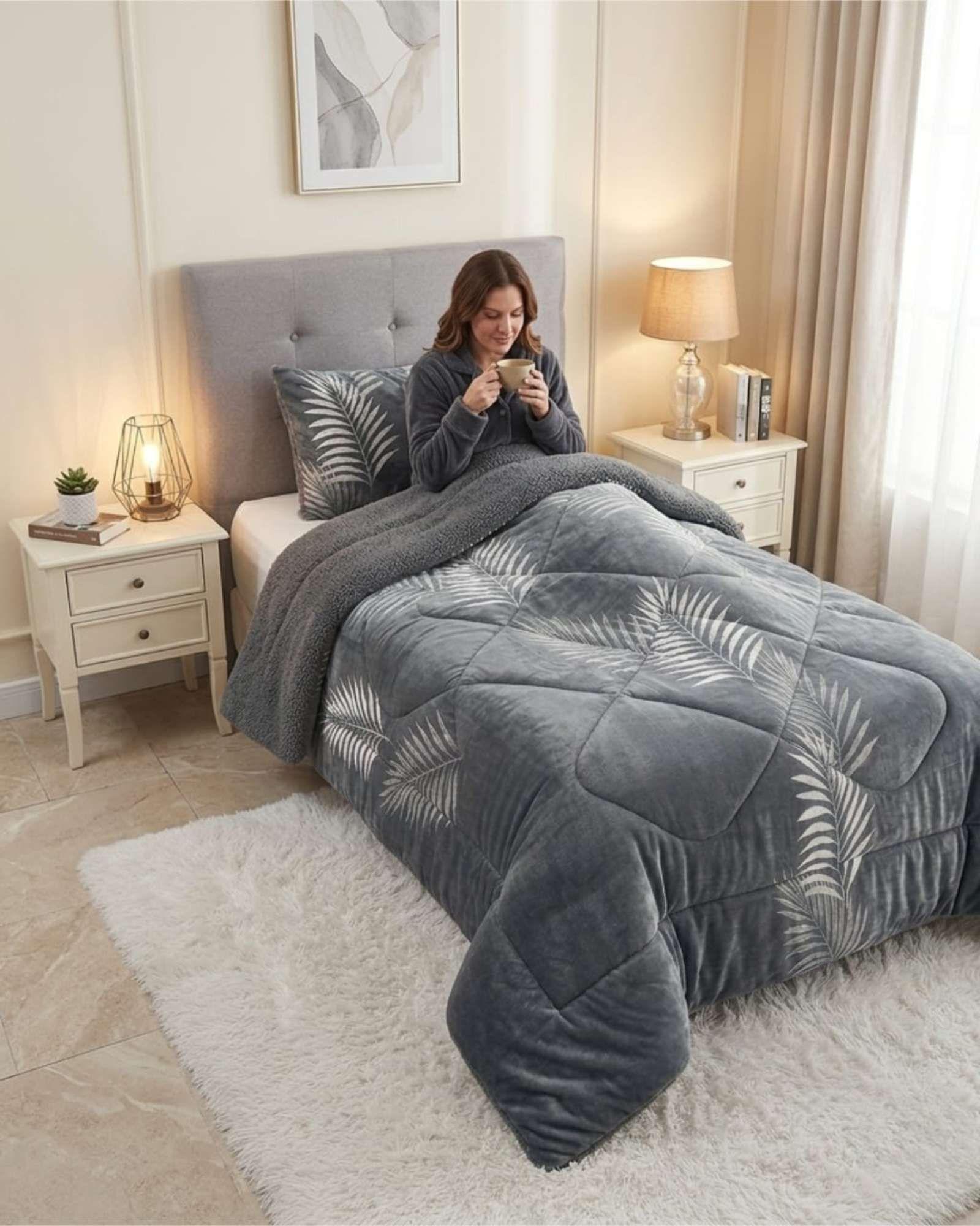 Cubrecama Plush con Chiporro Plaza y Media Diseño Premium C15-4