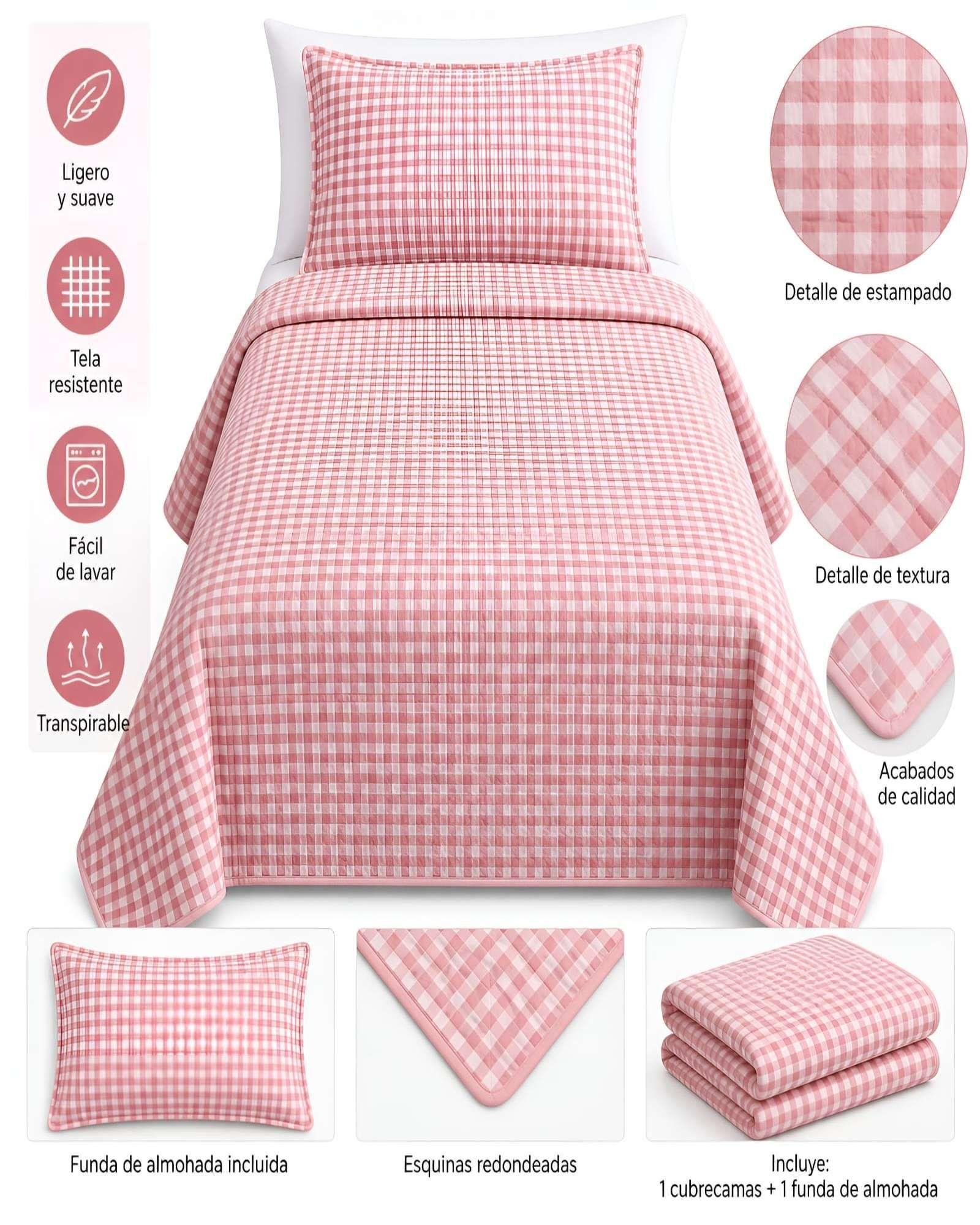 Cubrecamas Quilt De Verano Plaza y Media Ligero Y Transpirable m8-4