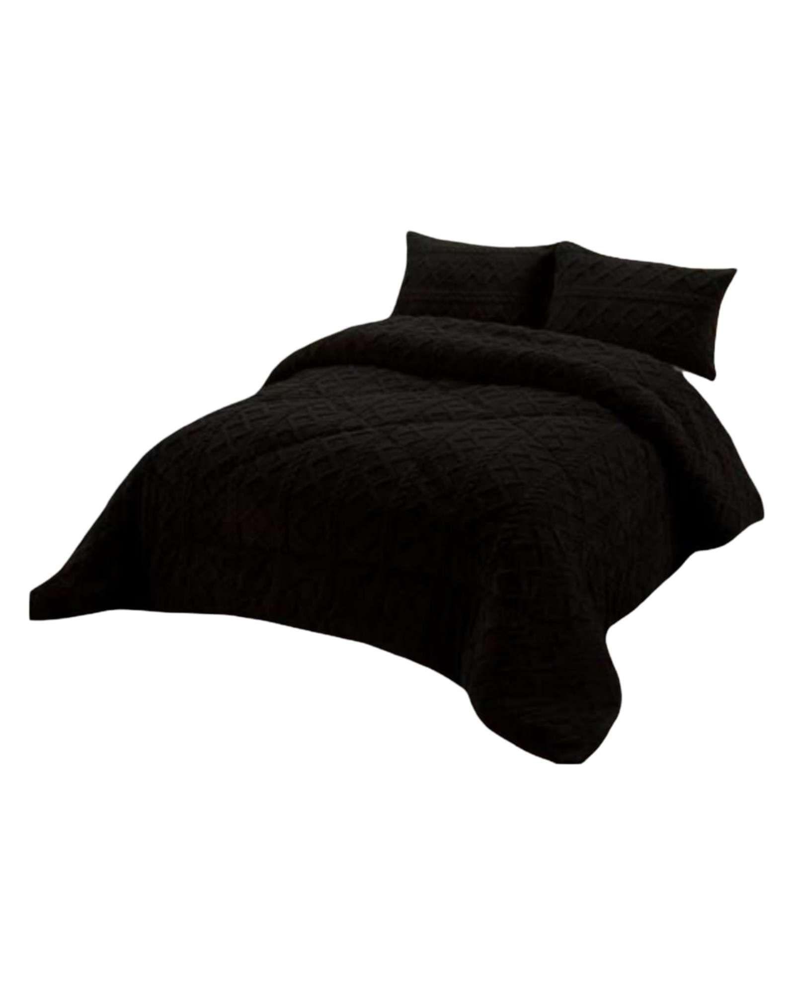 Plumón Térmico Trenzas de Terciopelo 2 plazas negro-2