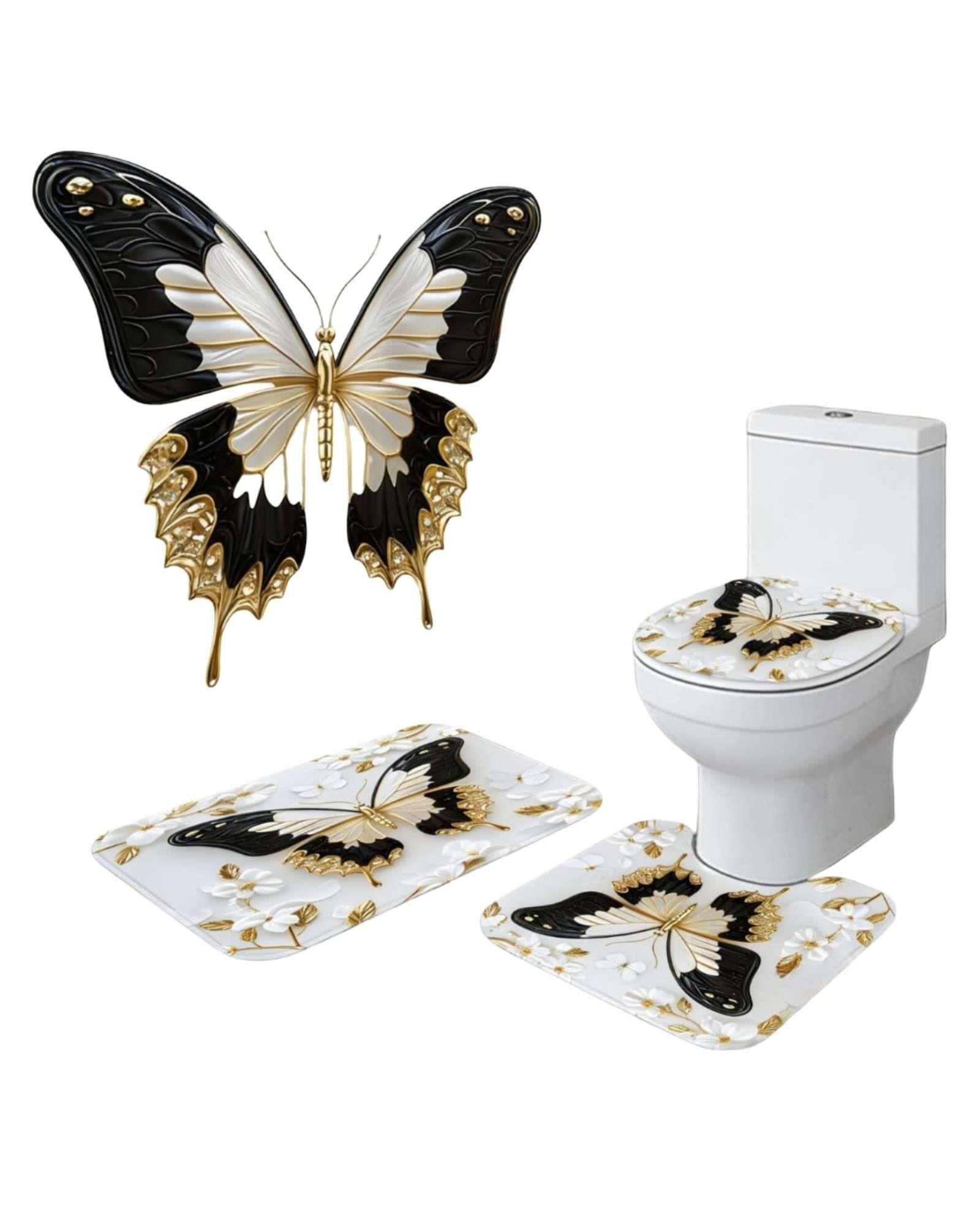 Juego 5 piezas con Cortina de baño de Tela Poliéster y  Forro de Ducha de Plástico J-20-3