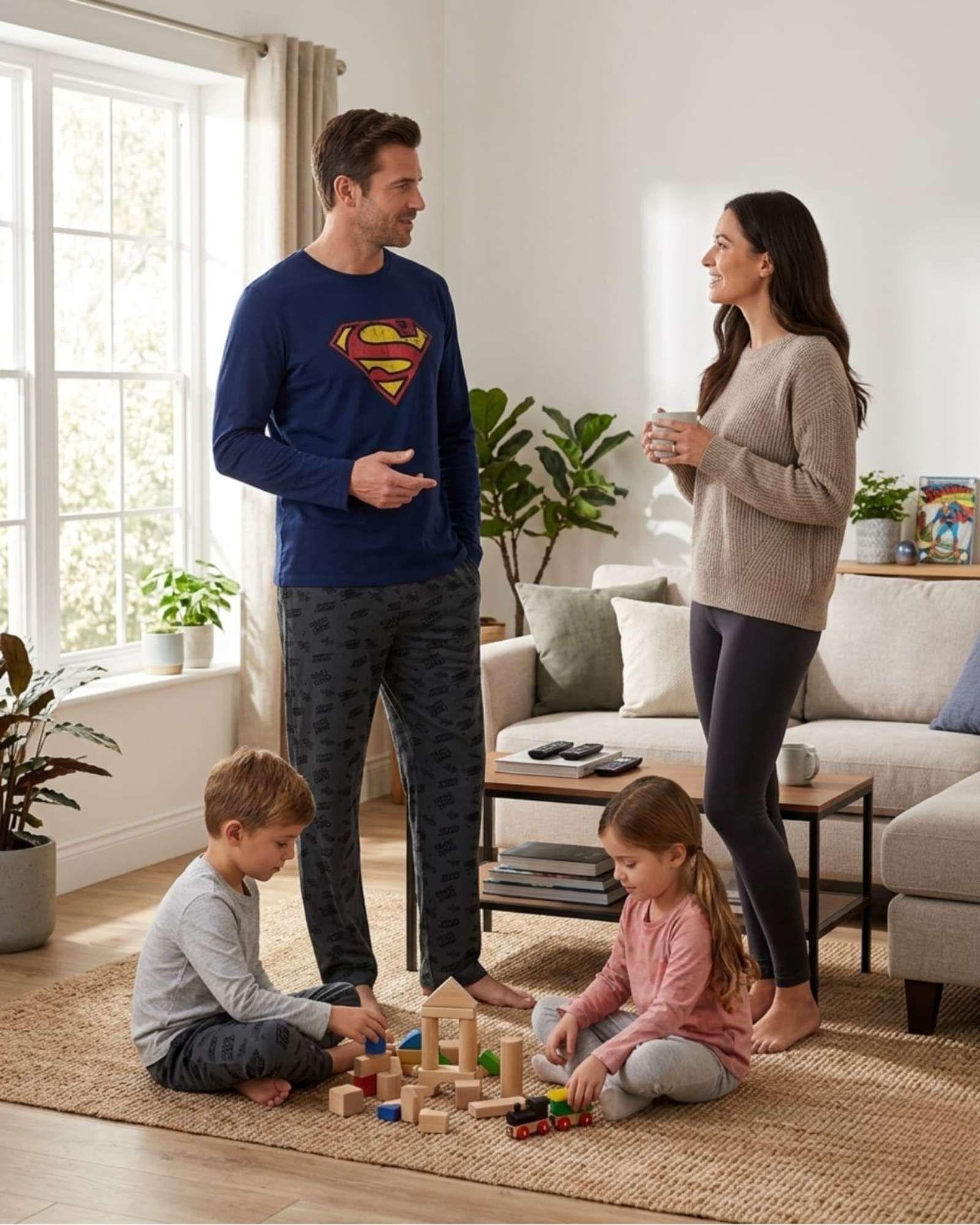 Pijama Hombre Superman Micropolar Térmico Invierno Talla L A1-2