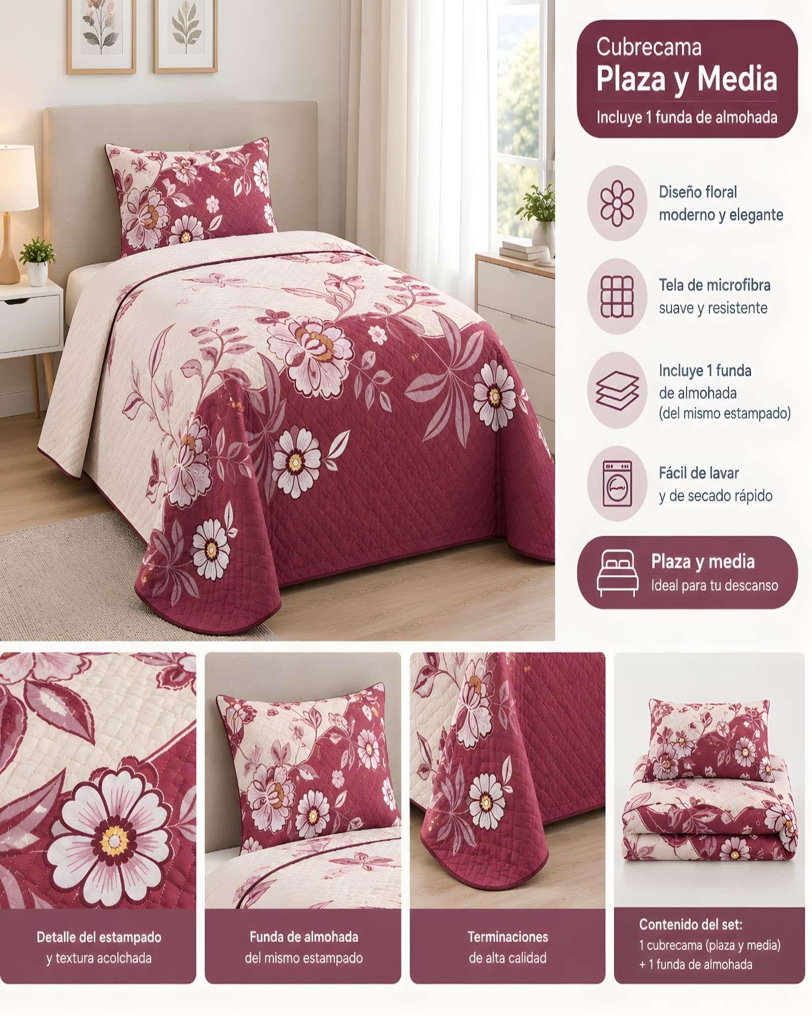 Cubrecamas Quilt De Verano Plaza Y Media Mas Funda De Almohada m4-4