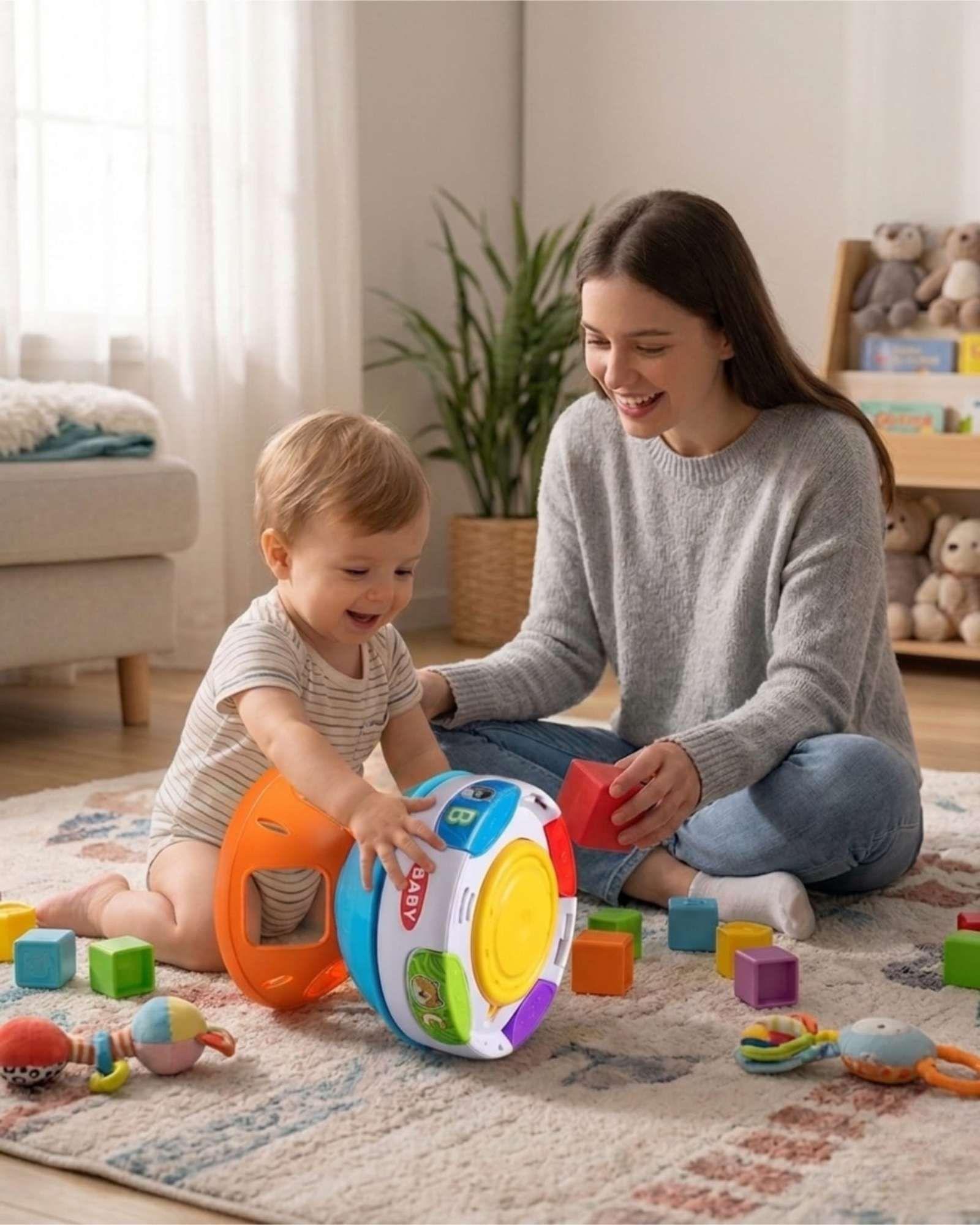 Pelota Didáctica Giratoria con Sonidos y Luces - Juguete de Estimulación Temprana-3