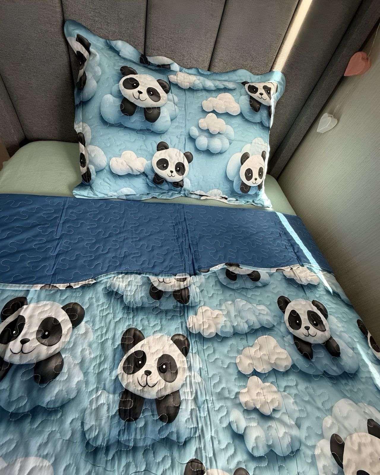 CUBRECAMA QUILT DE VERANO NIÑA NIÑO INFANTIL PANDA-2