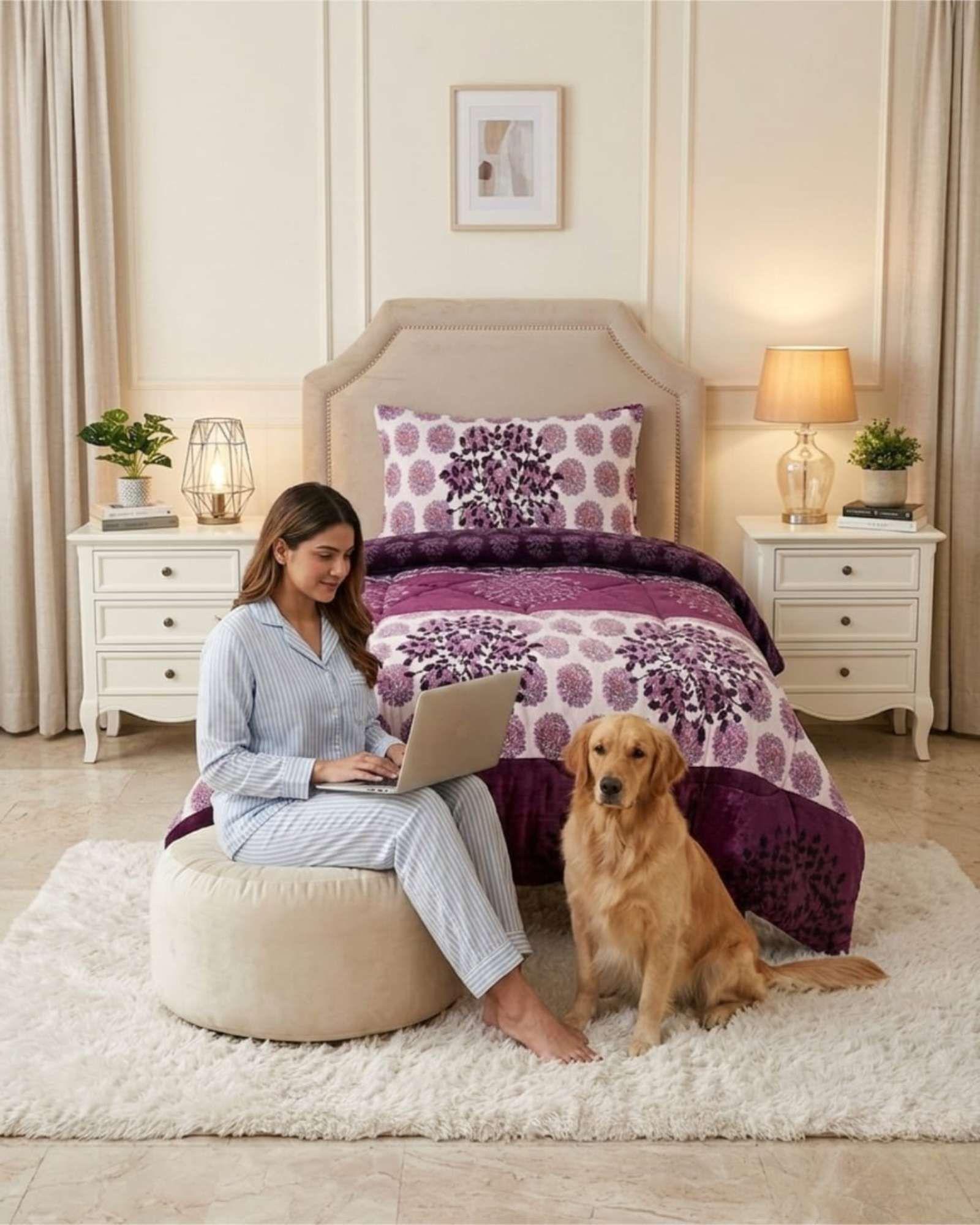 Cubrecama Plush con Chiporro Plaza y Media Diseño Premium C12-2
