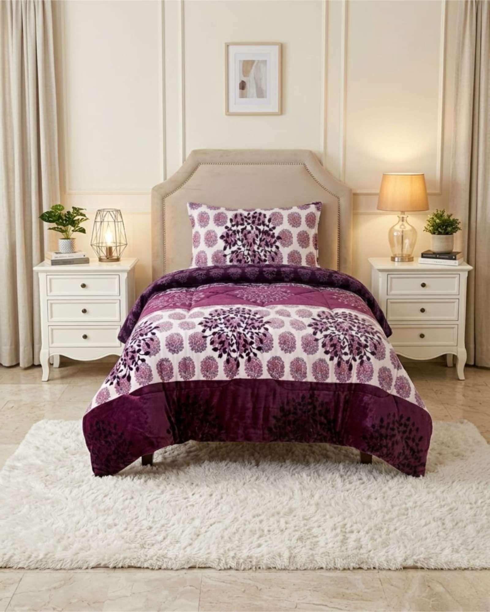 Cubrecama Plush con Chiporro Plaza y Media Diseño Premium C12-3
