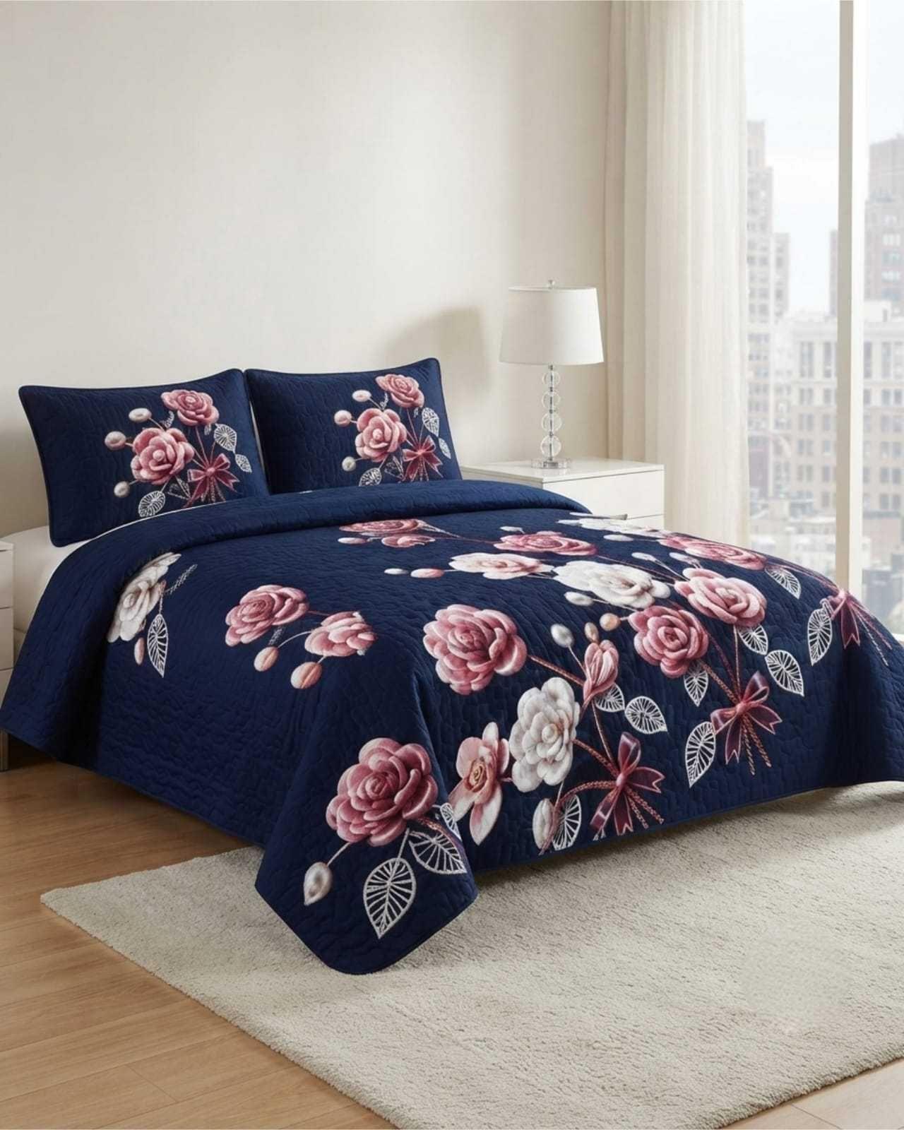 Cubrecama Delgado 2 Plazas Transpirable Con Fundas Mas Almohadas m26-1