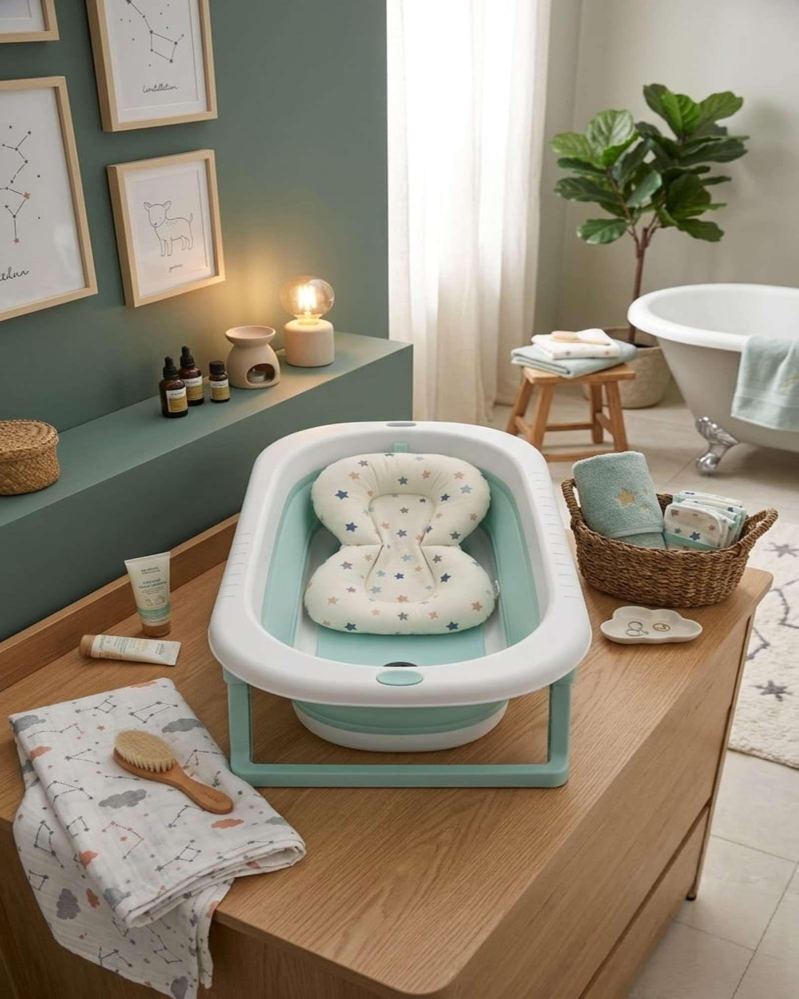 Bañera Plegable Premium Termómetro Digital + Cojín Ergonómico Antideslizante C3-0