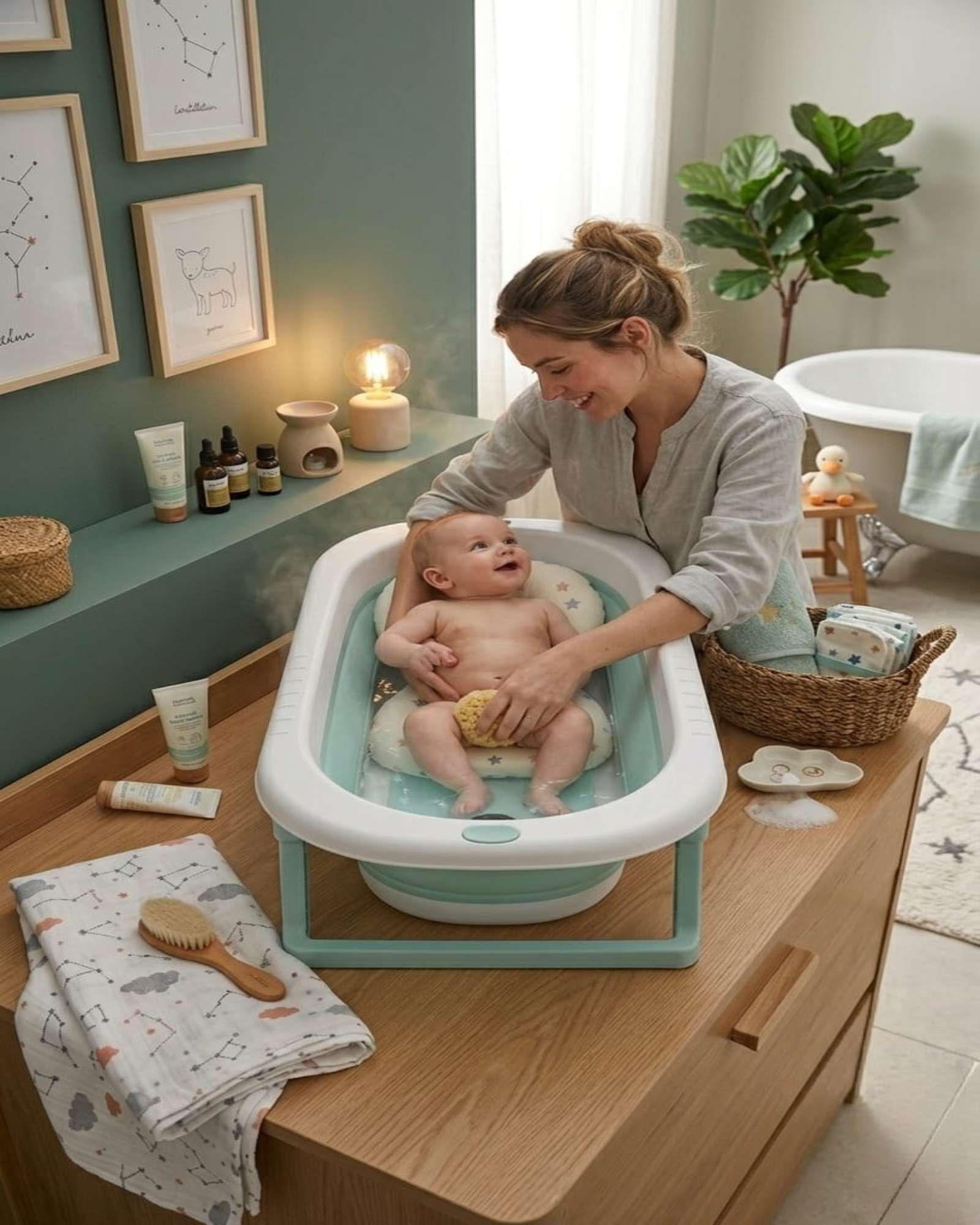Bañera Plegable Premium Termómetro Digital + Cojín Ergonómico Antideslizante C3-4