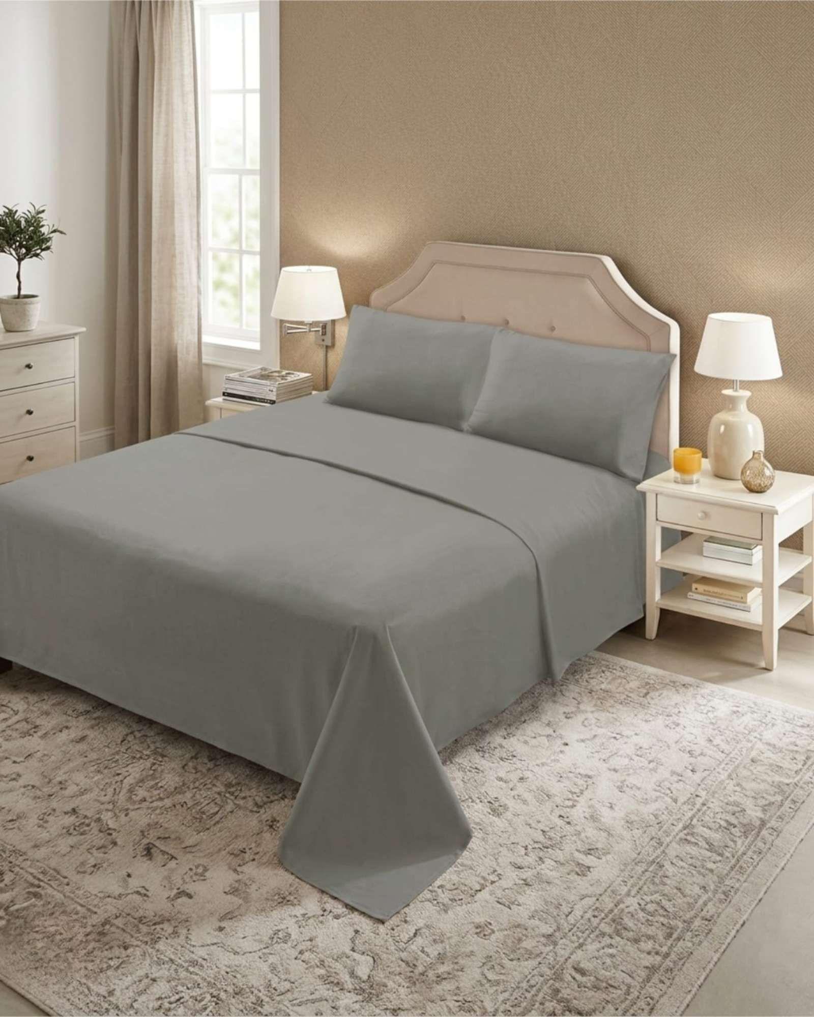 Juego de Sábanas king Resistencia y Elegancia para tu Descanso Diario color gris-4