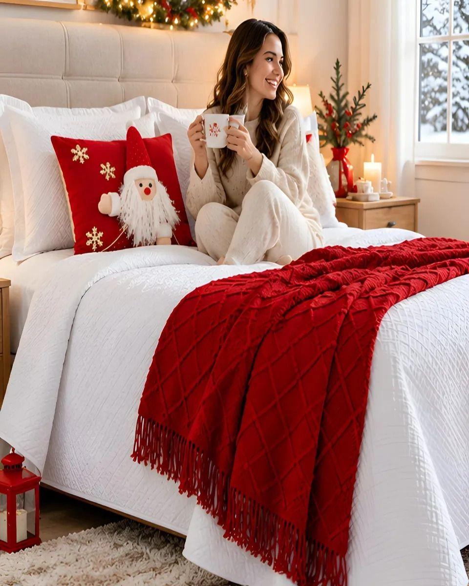 Set de Cama Navideño con Cubrecamas y 2 Fundas de Cojin 1.5 Plaza m30-3