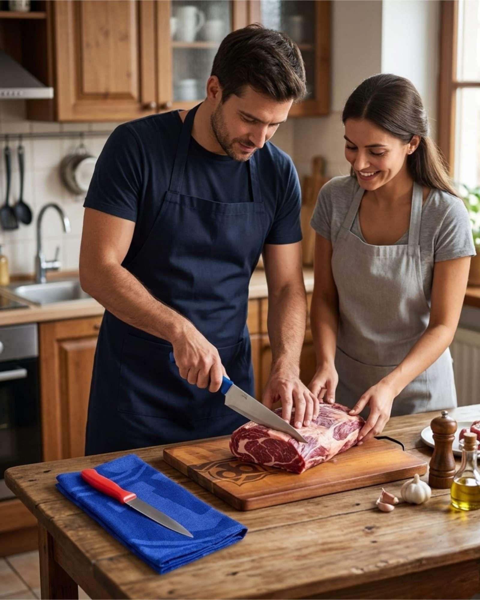 Set de Cocina Asador Tabla de Madera y Cuchillos para Hombre A2-0