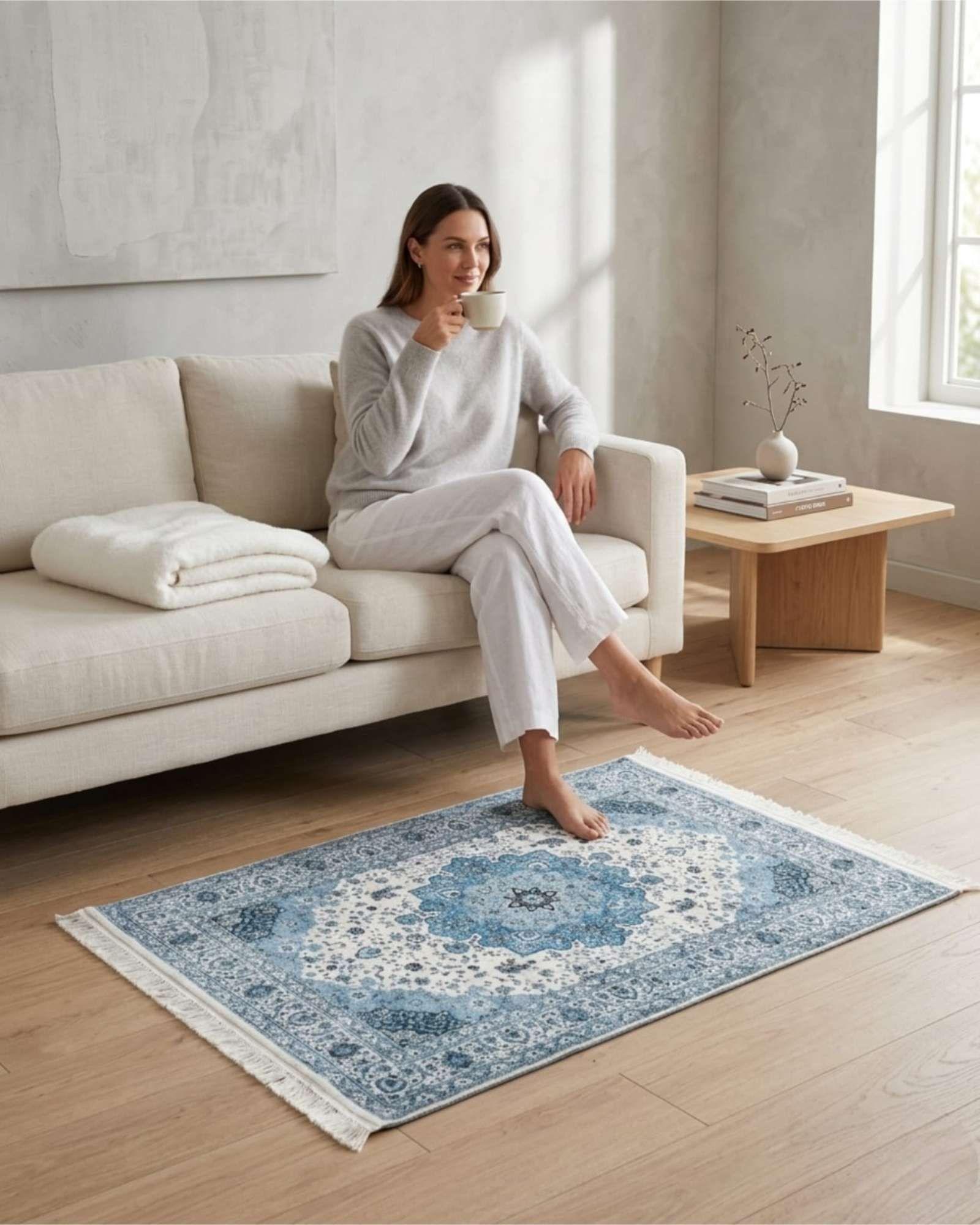 Set 2 Alfombras Estilo Persa Vintage Con Flecos 80x120 Cm m3-3
