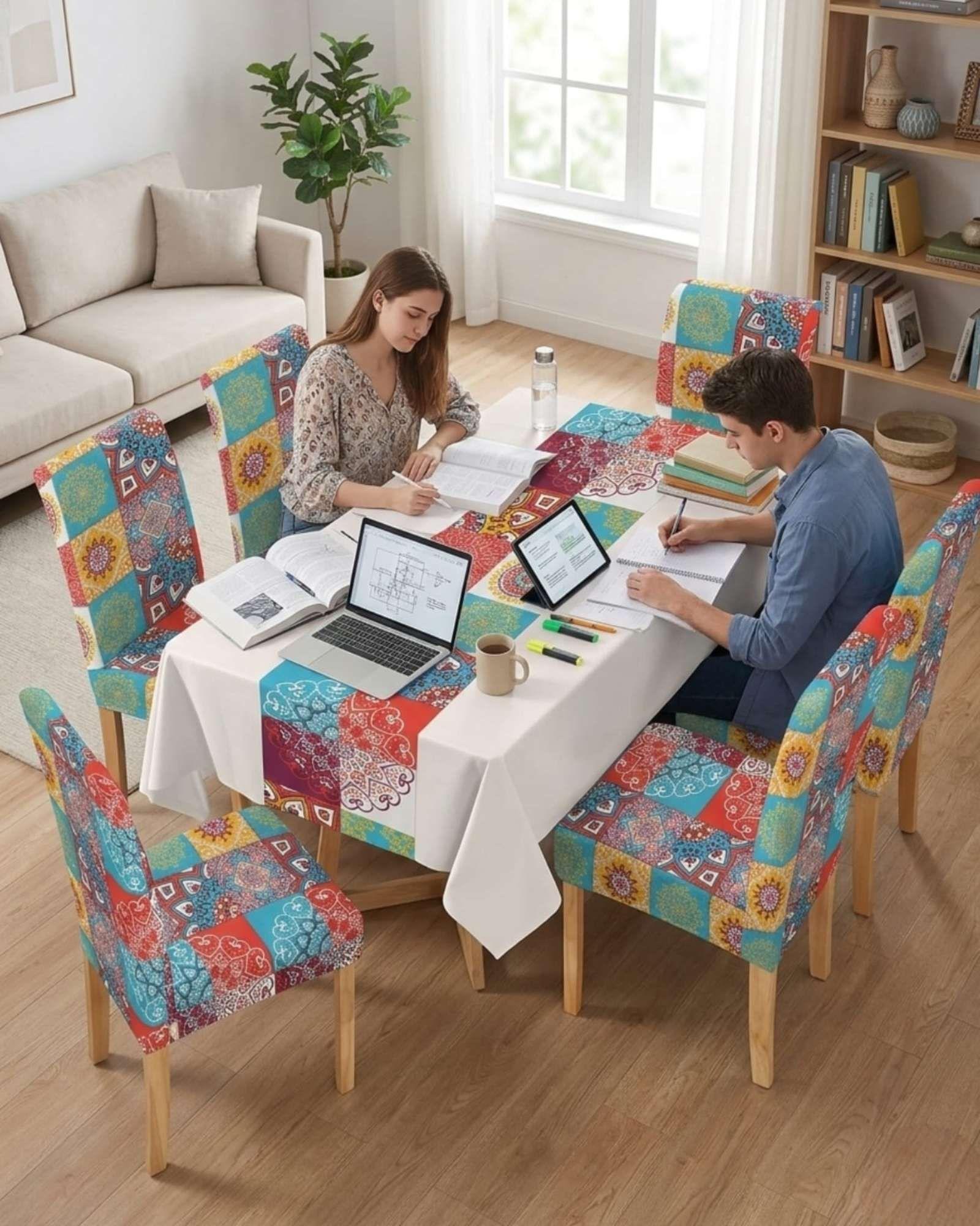 Juego De Mantel Antimanchas 140x220 + 6 Fundas De Silla 06-2